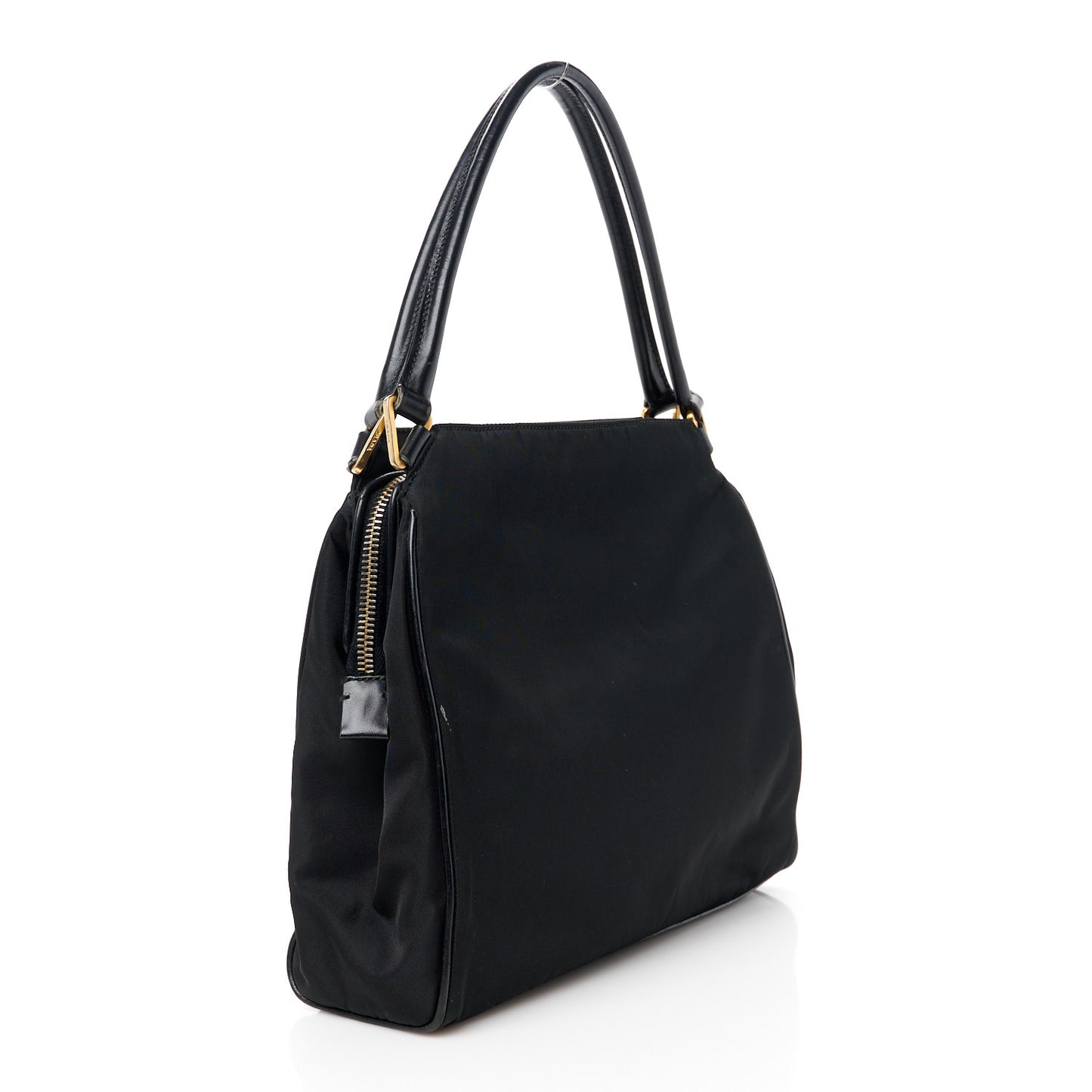 Tessuto Nylon Soft Calfskin Shoulder Bag Black