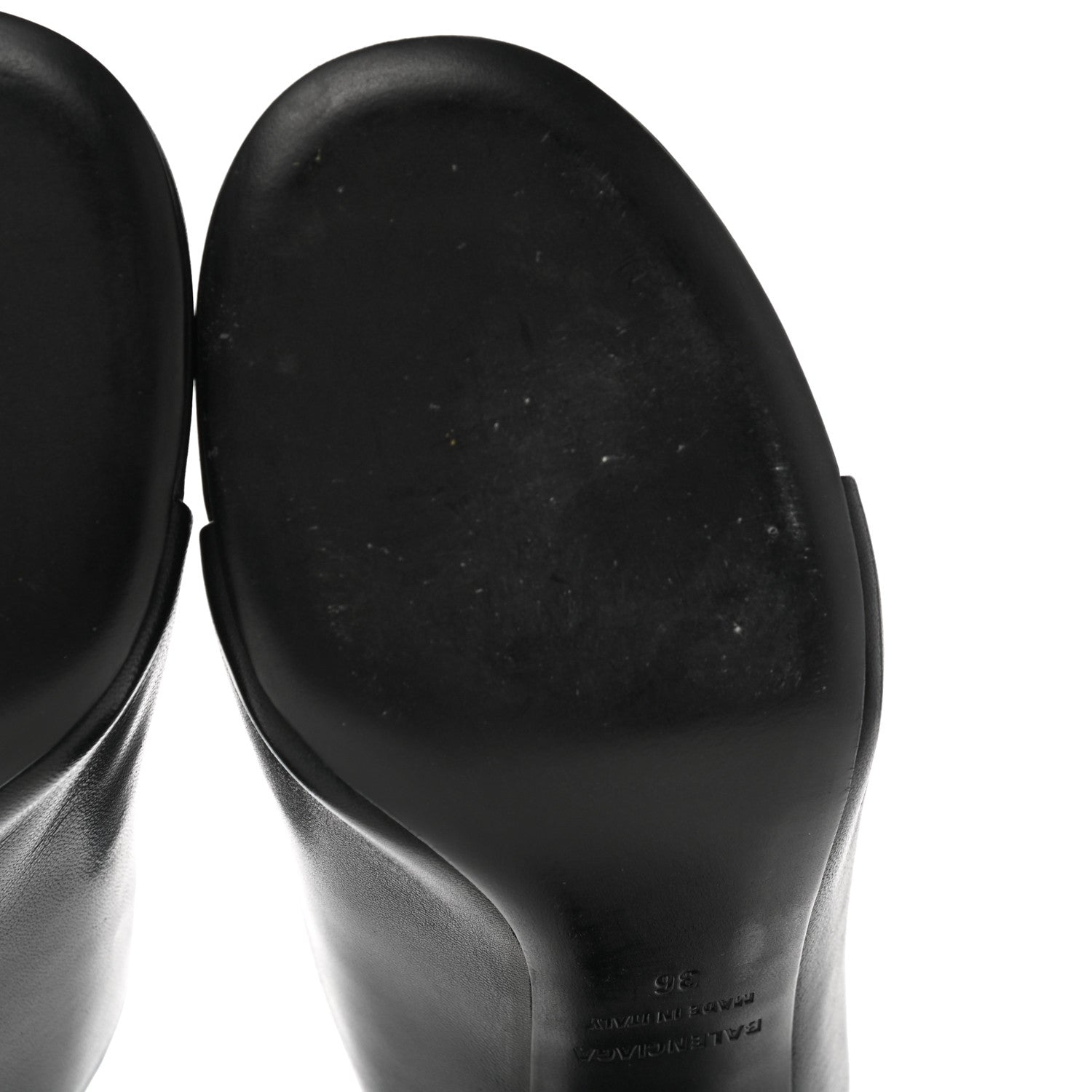 Balenciaga Shiny Sheepskin Oval 90mm Mule Pump 36 Black White 9 of 10