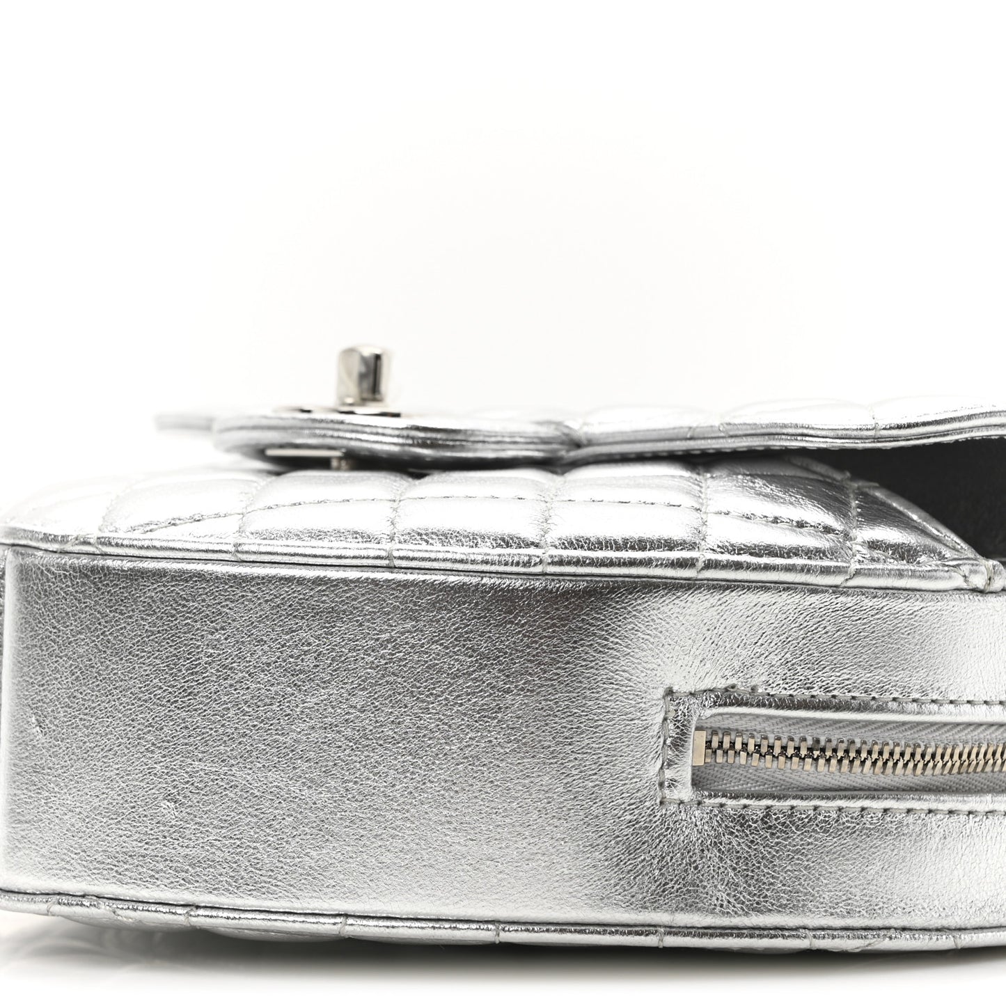 Metallic Lambskin Quilted CC In Love Heart Bag Silver