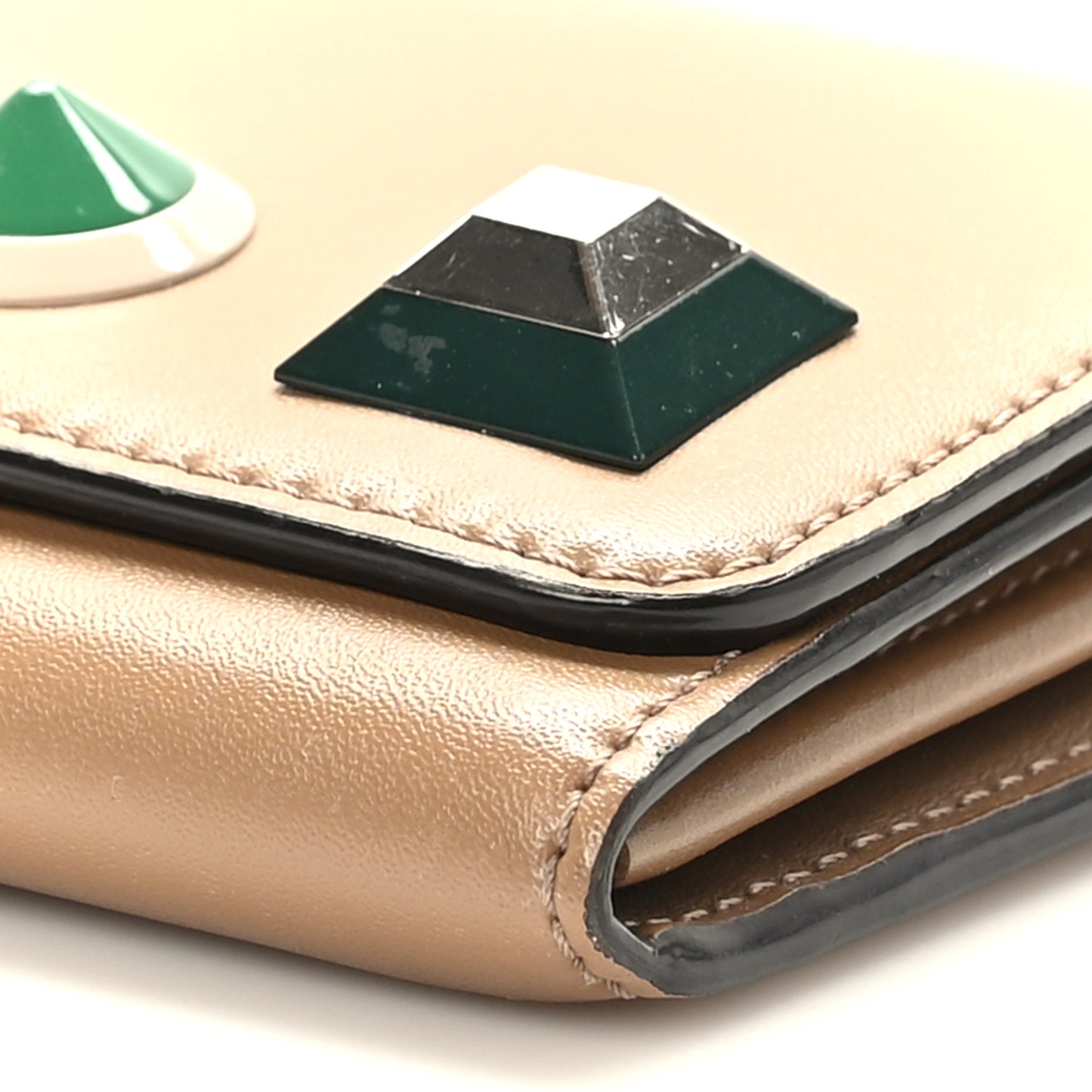 Vitello Liberty Studded Continental Wallet On Chain Brown Multicolor
