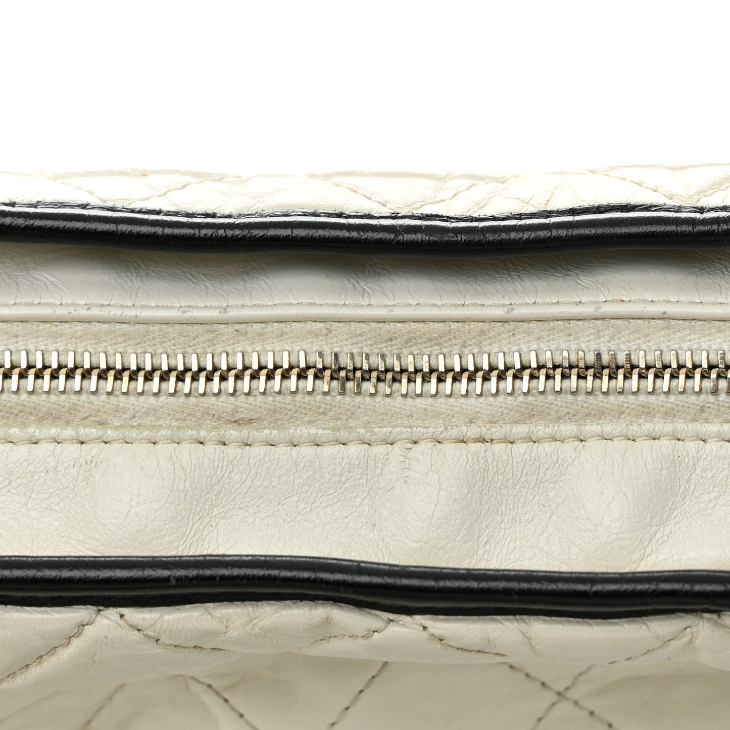 Aged Calfskin Quilted Medium Gabrielle Hobo Black White