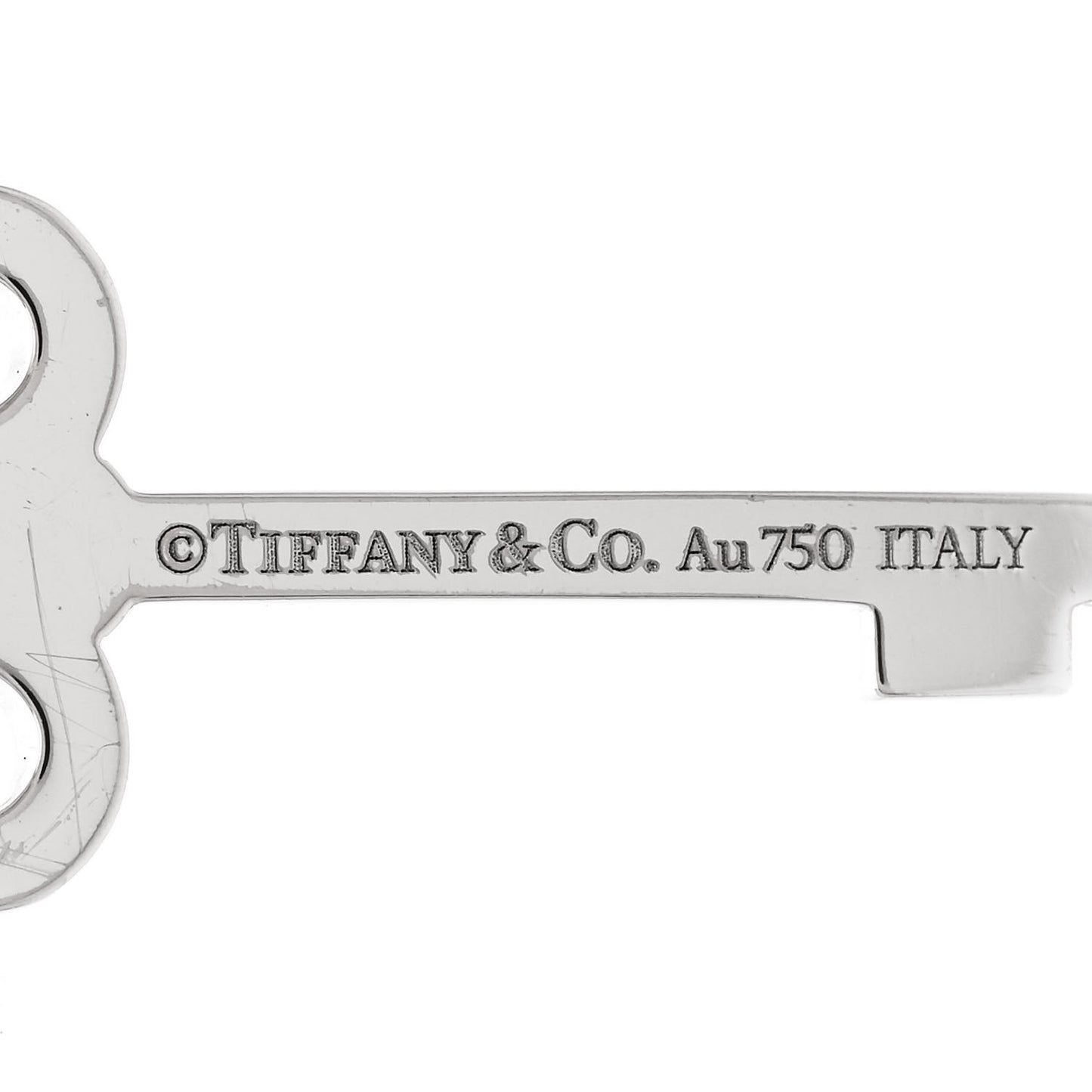 18K White Gold Diamond Mini Fleur De Lis Key Pendant