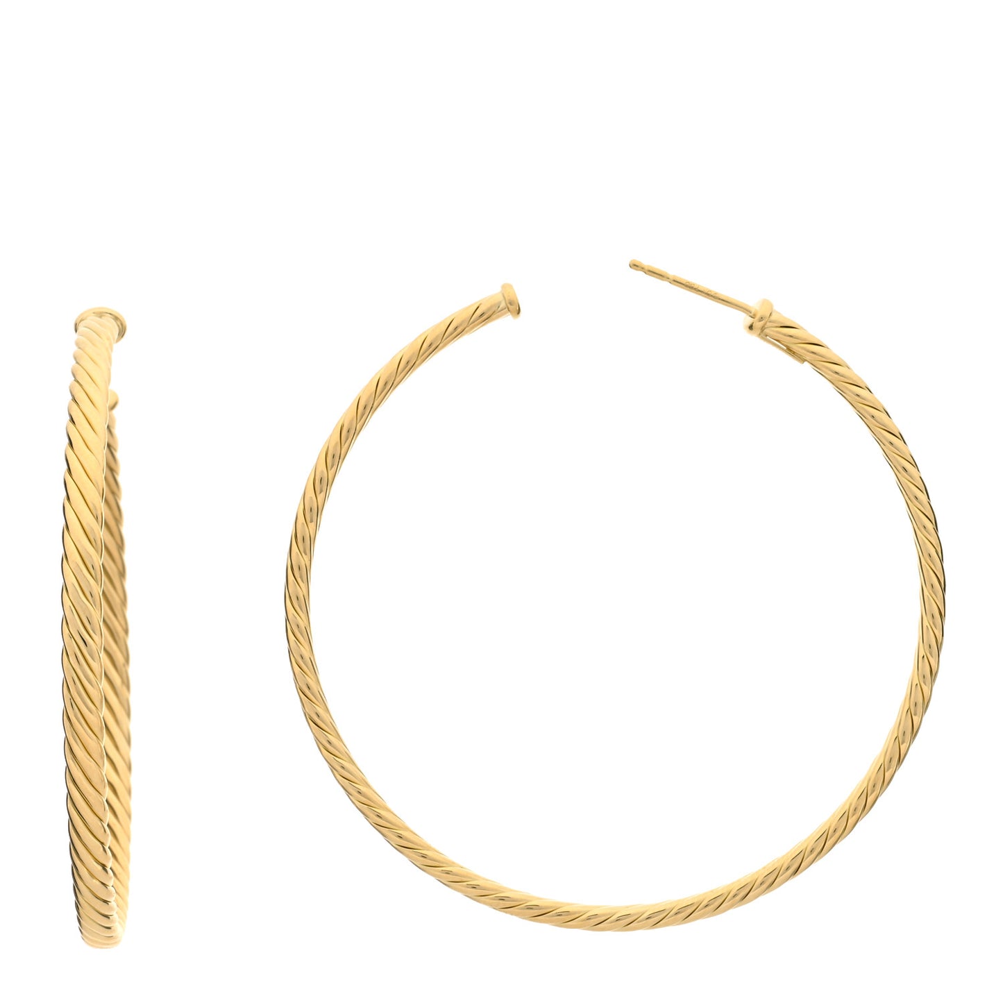 18K Yellow Gold Large Cablespira Hoop Earrings