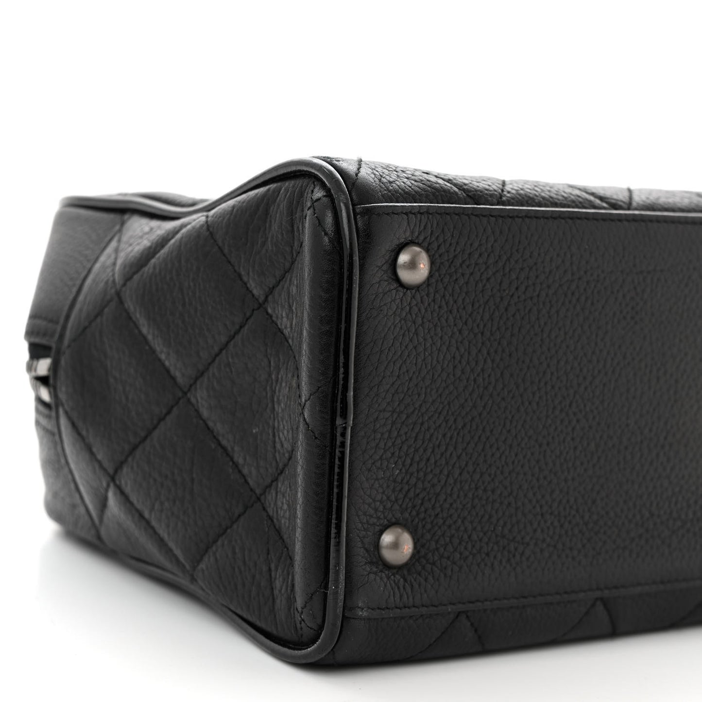 Caviar Patent Quilted Bowler Black