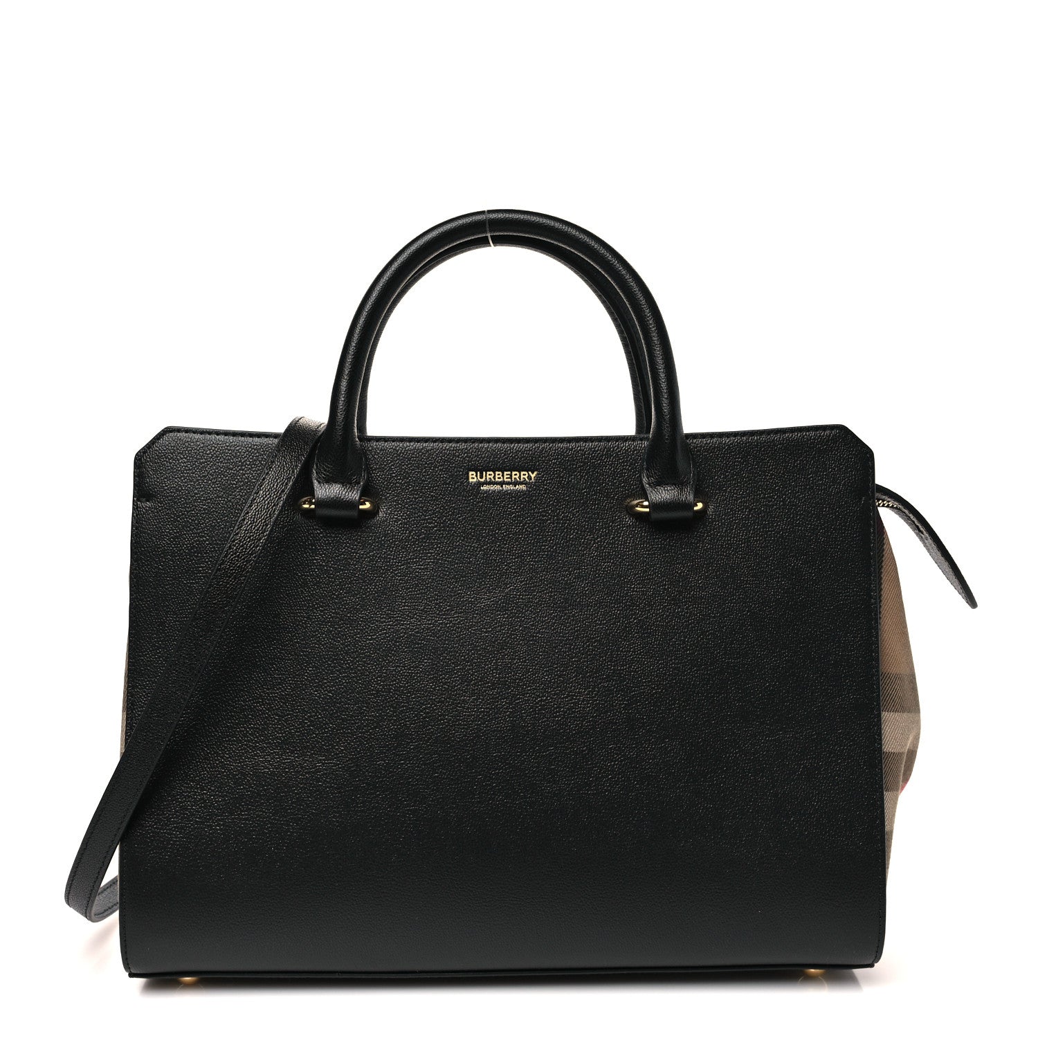 Burberry Calfskin Mega Check Small Banwell Tote Black 1873548