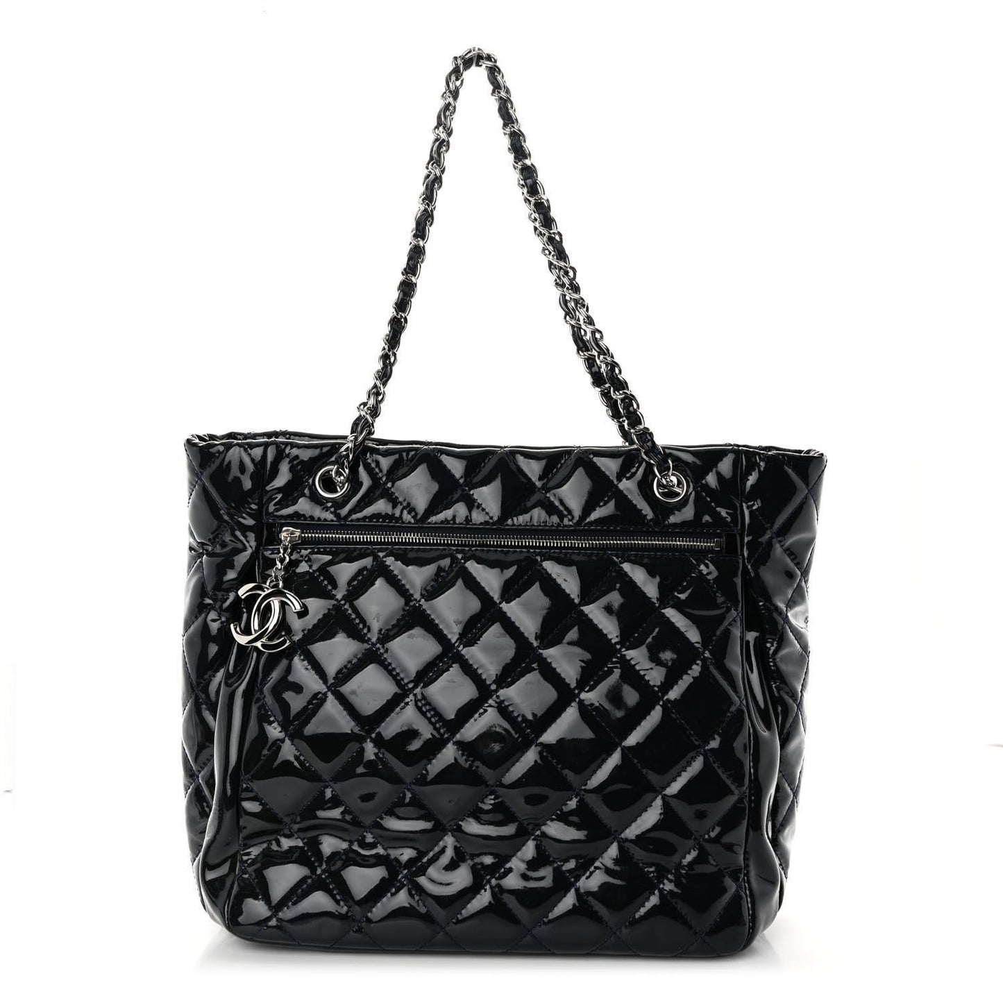 Patent Quilted Chic and Glitter Large Tote Black