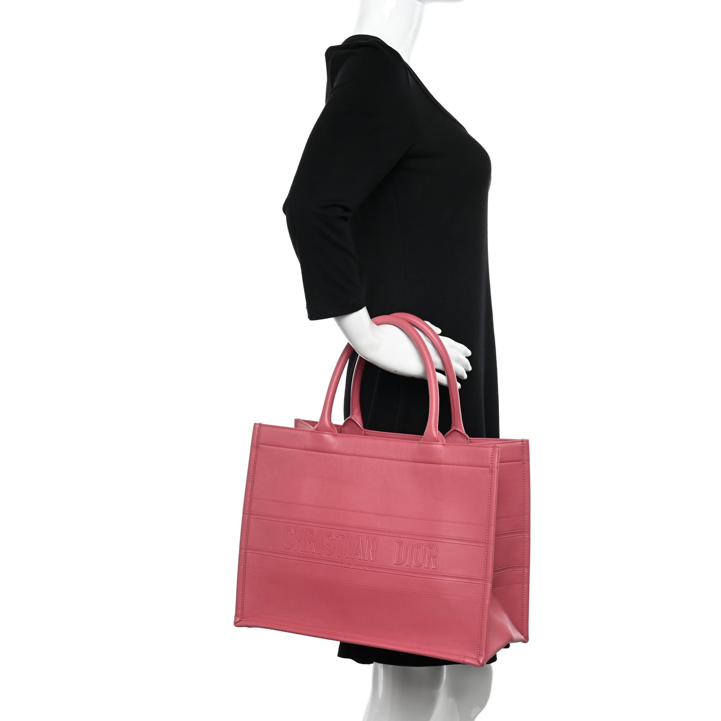 Calfskin Embossed Medium Book Tote Pink