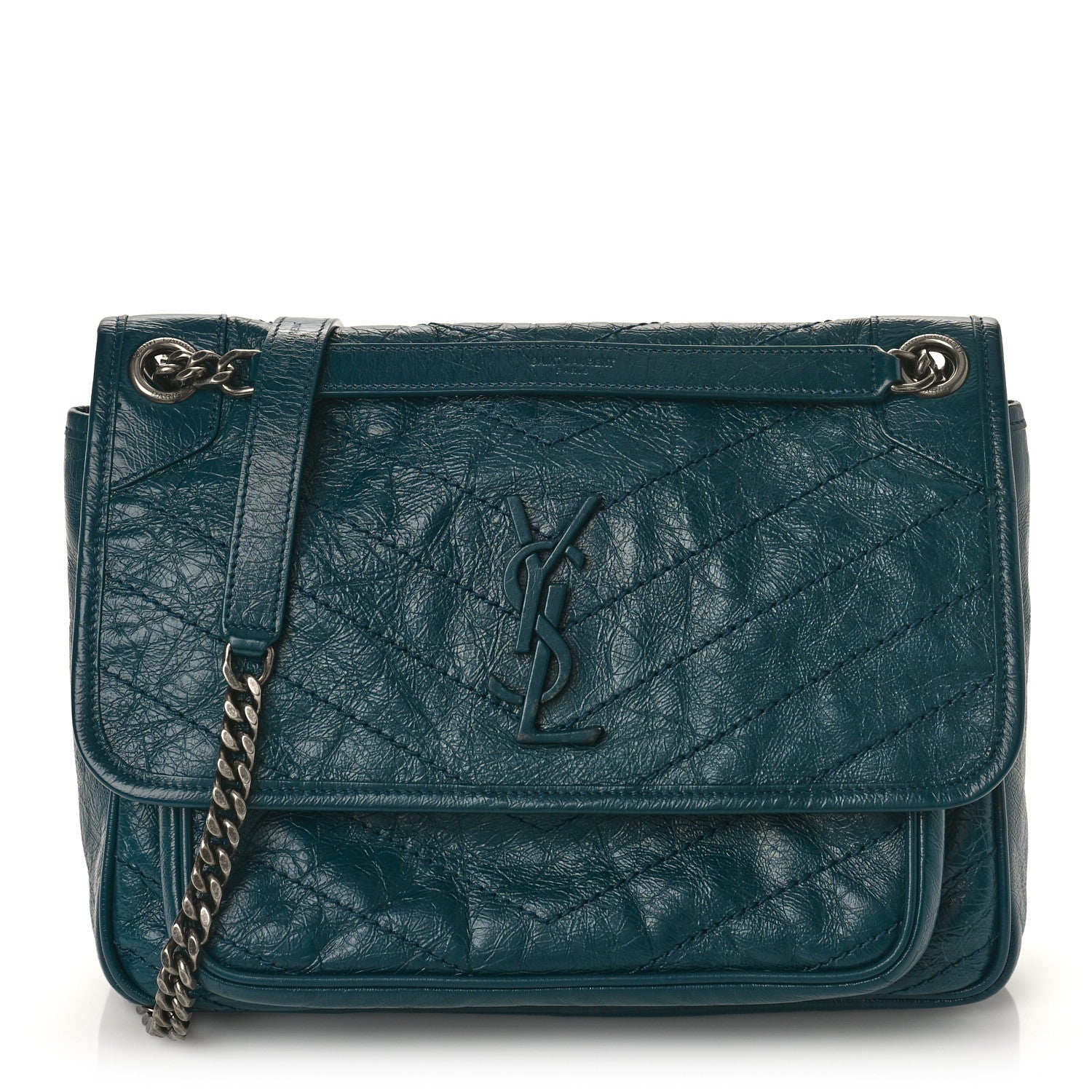 Saint Laurent Crinkled Calfskin Matelasse Monogram Medium Niki