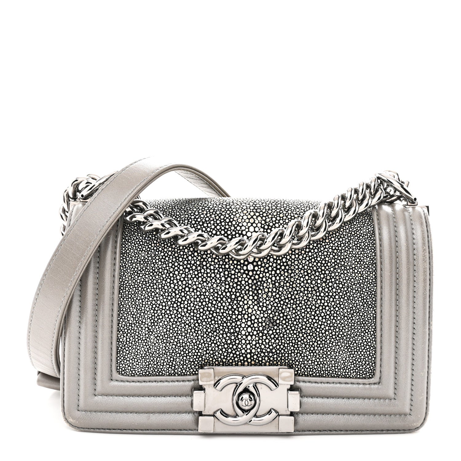 Chanel Galuchat Stingray Small Boy Flap Silver 1798061 – FASHIONPHILE