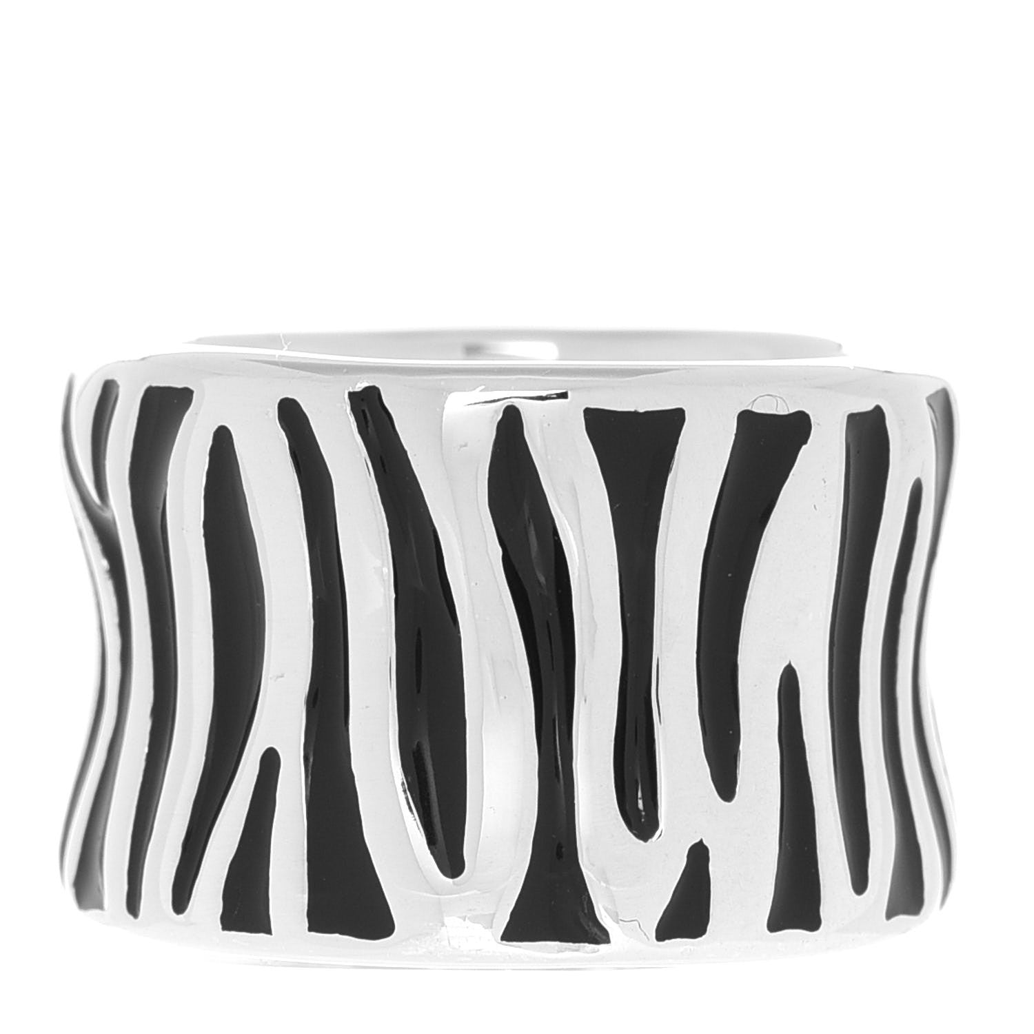 Roberto Coin 18K White Yellow Gold Enamel Diamond Zebra Ring Black 53 6.5 3 of 3