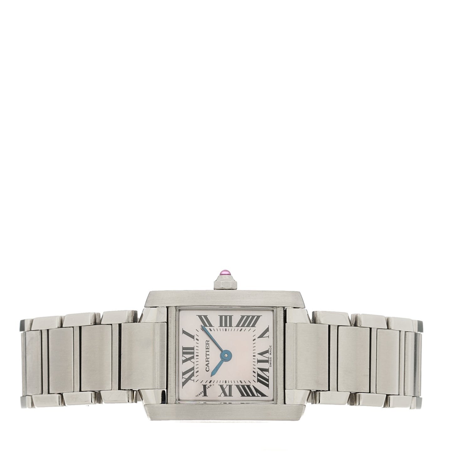 Stainless Steel Pink Mother of Pearl 20mm Tank Francaise Quartz Watch