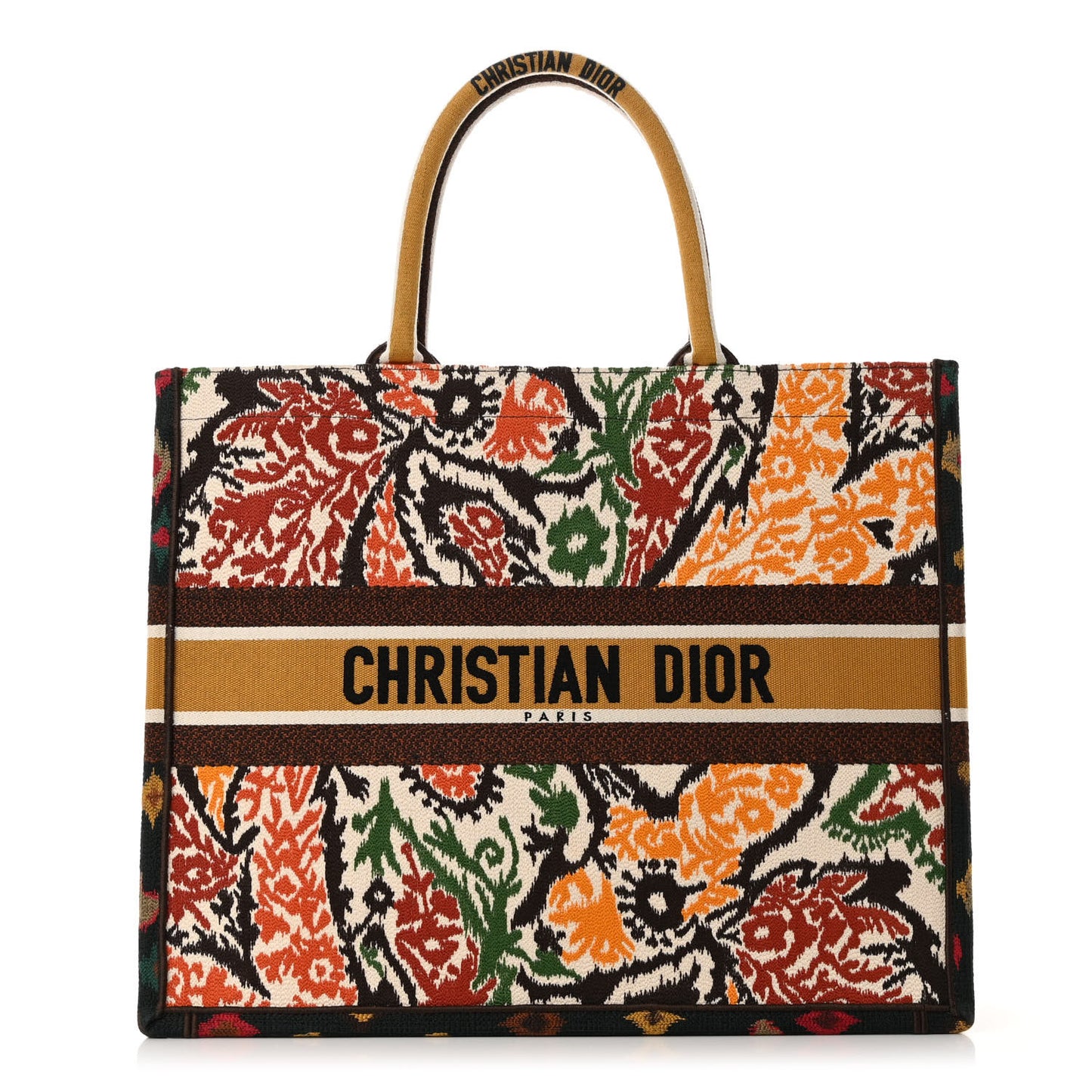 Canvas Embroidered Large Paisley Book Tote Multicolor