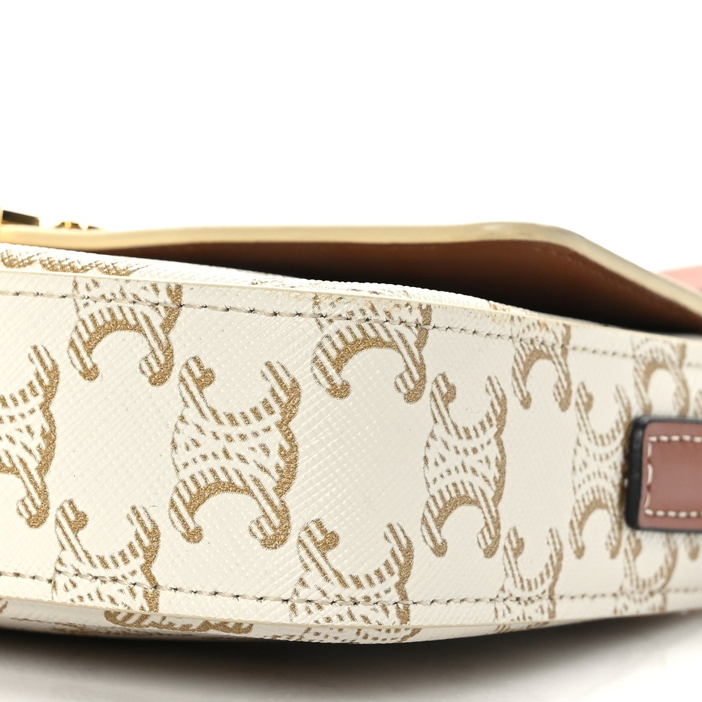 Canvas Calfskin Triomphe Shoulder Bag White