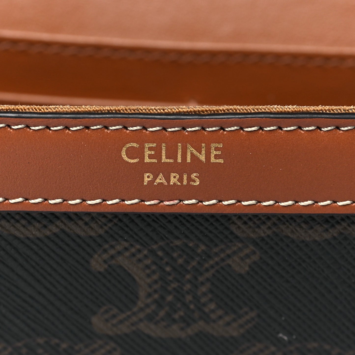 Triomphe Canvas Calfskin Envelope Bag Tan