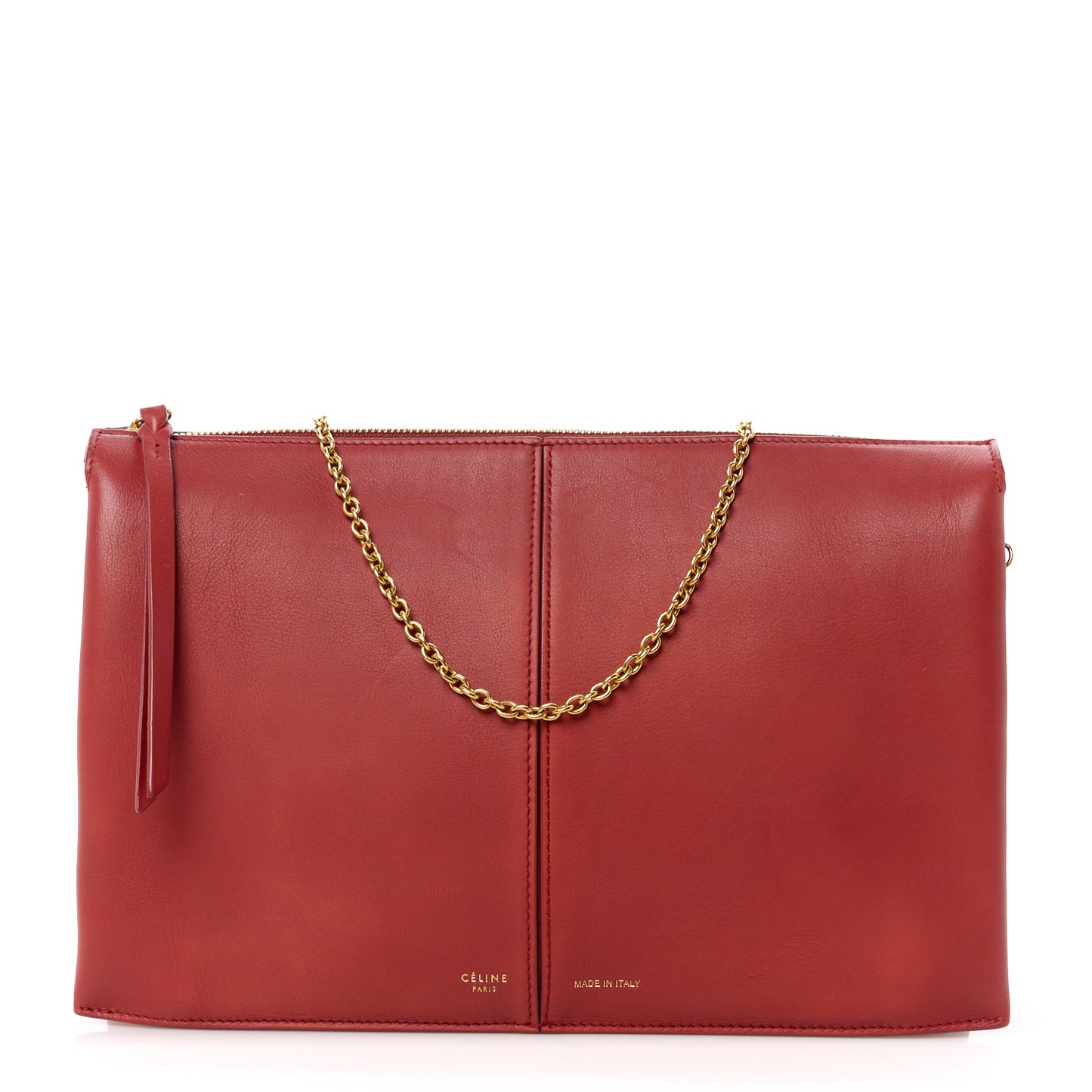 Supple Natural Calfskin Tri-Fold Clutch Red