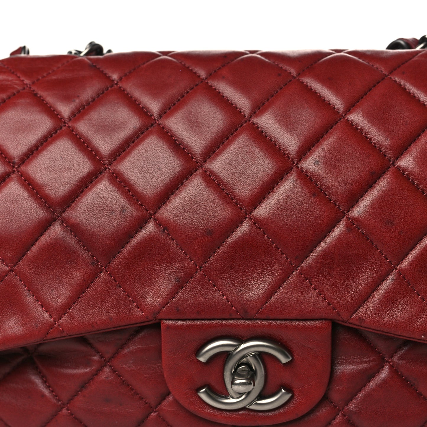 Lambskin Quilted Jumbo Single Flap Dark Red