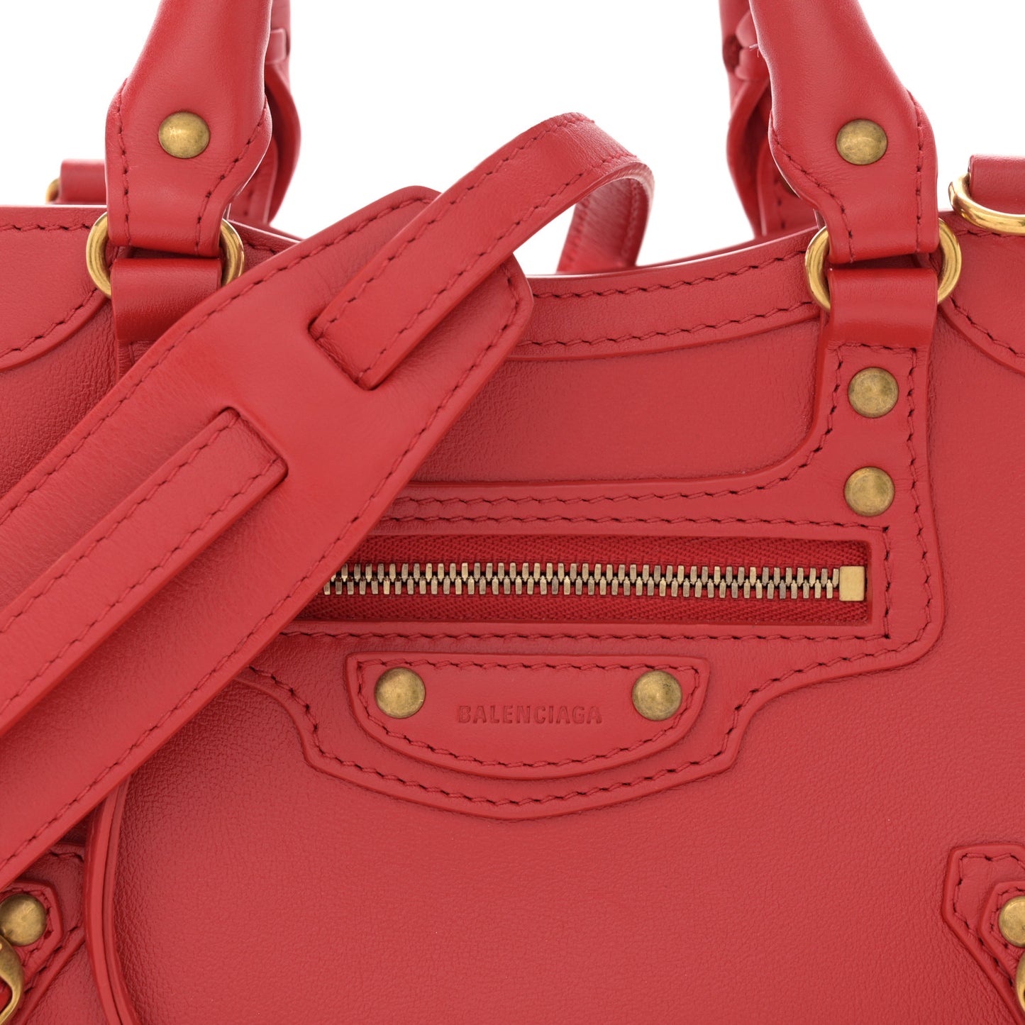 Smooth Calfskin Neo Classic Brass Hardware Mini City Red
