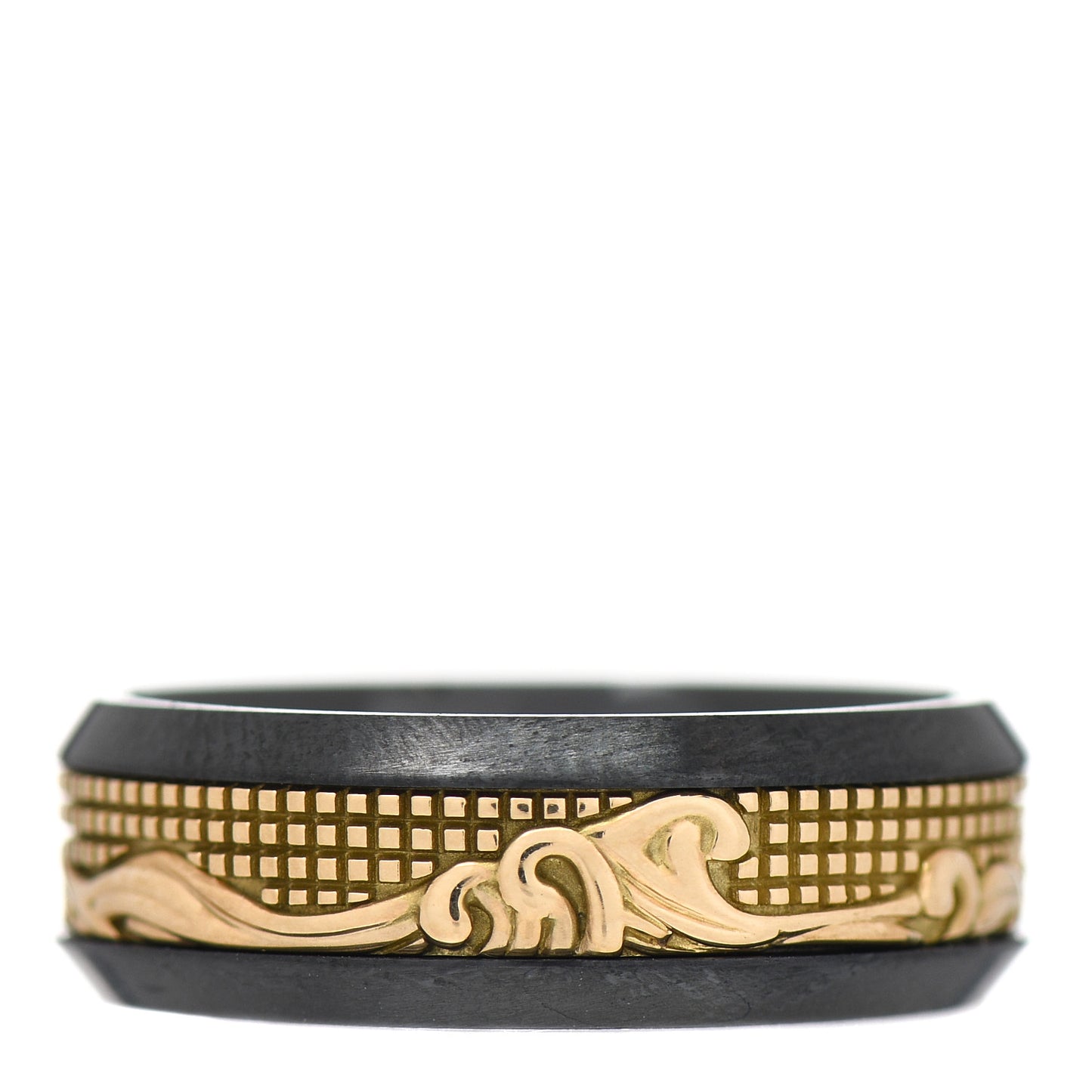 18K Yellow Gold Titanium 8mm Waves Ring 65 11