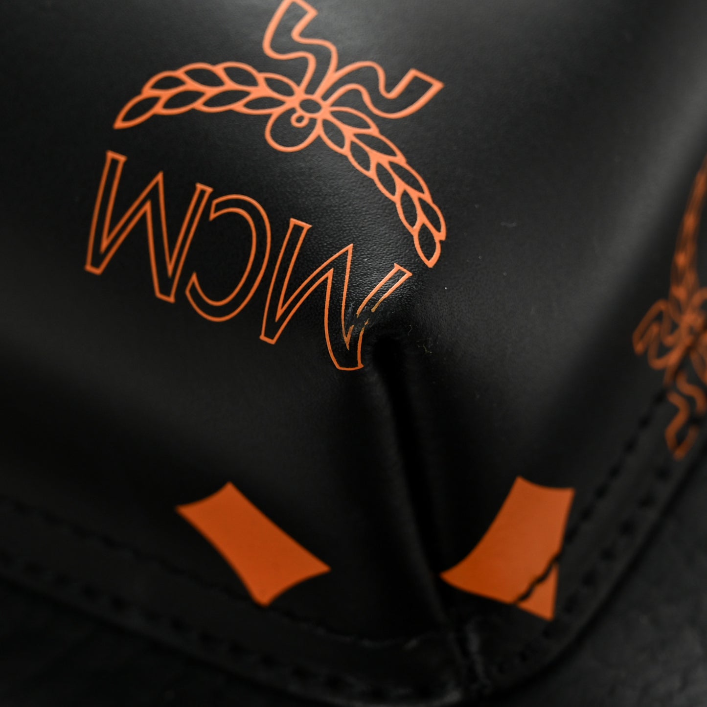 Grained Calfskin Visetos Color Splash Medium Backpack Black Orange Blue