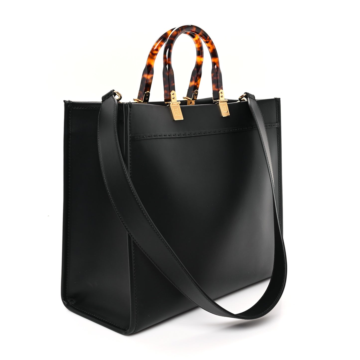 Vitello King Plexiglass Medium Fendi Sunshine Shopper Tote Black