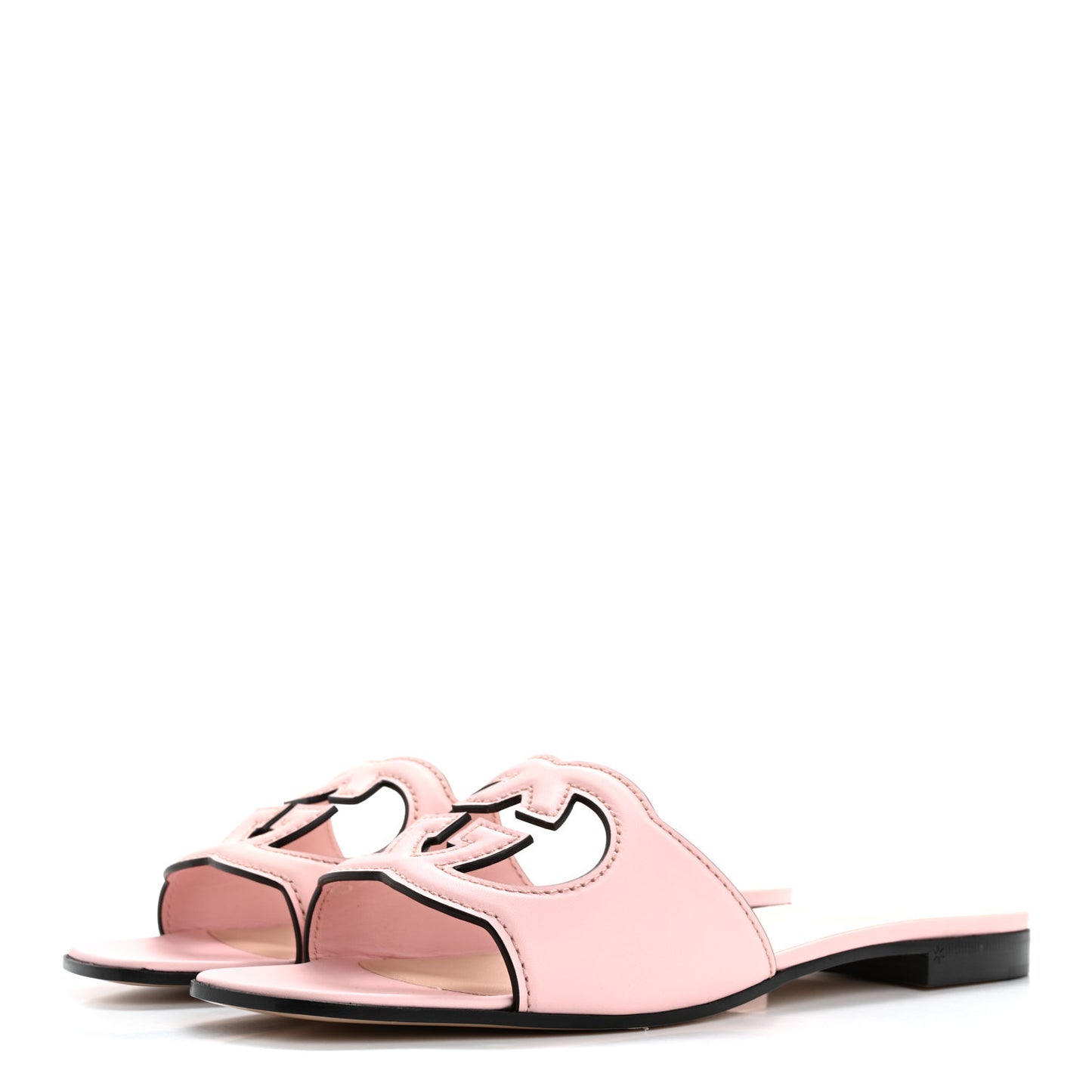 Cosmos Softy Calfskin Interlocking G Cut Out Slide Sandals 40 Pastel Pink