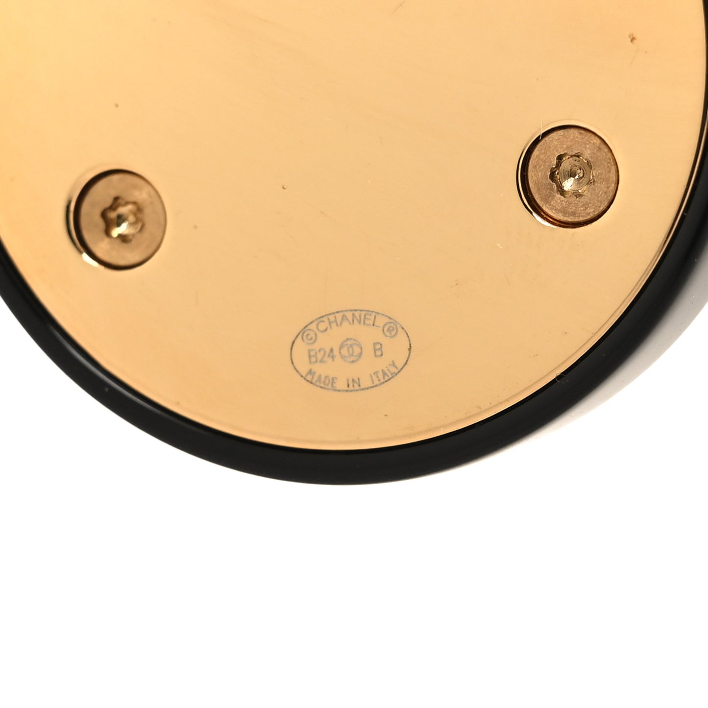 Resin CC Round Earrings Gold Black