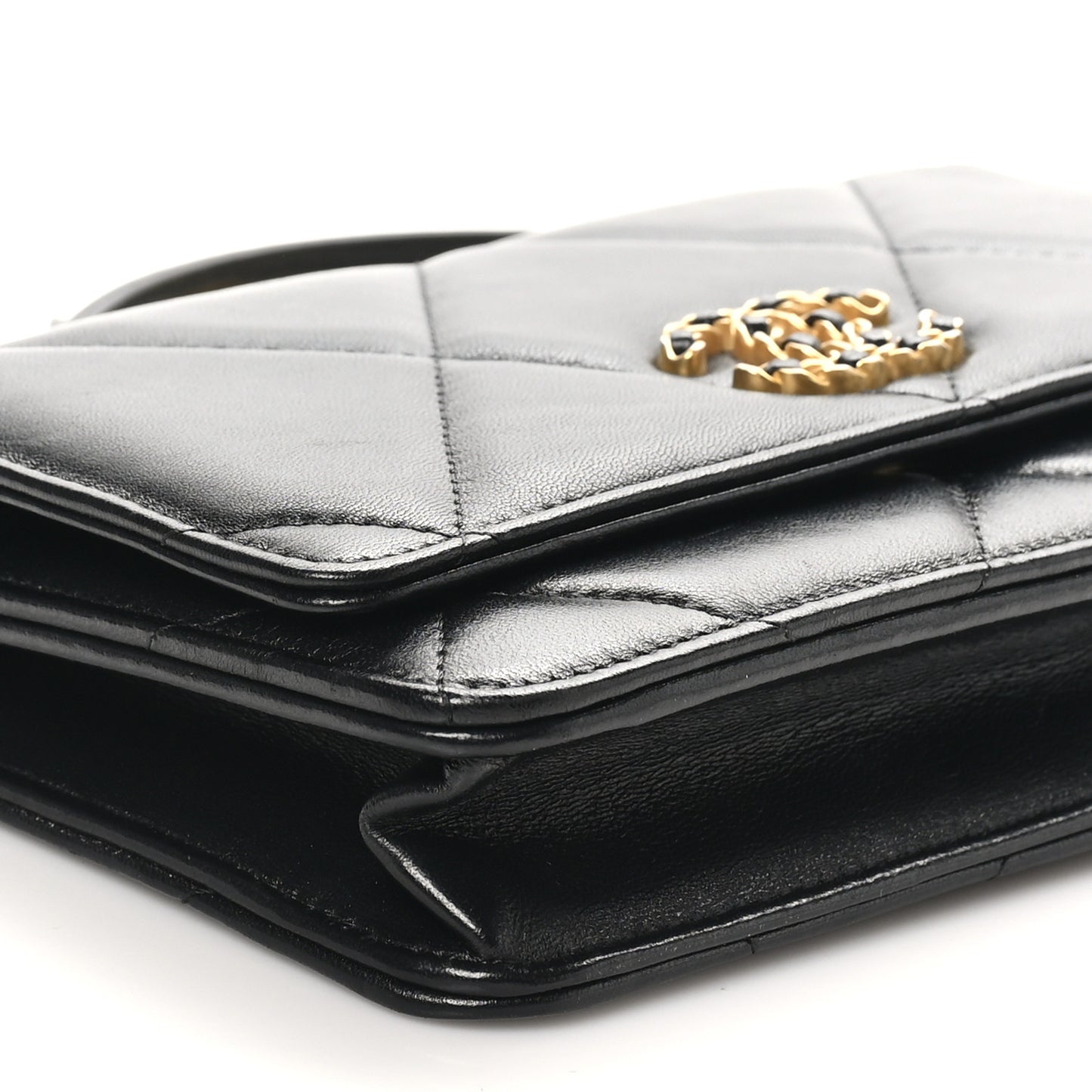 Lambskin Quilted Chanel 19 Wallet On Chain WOC Black