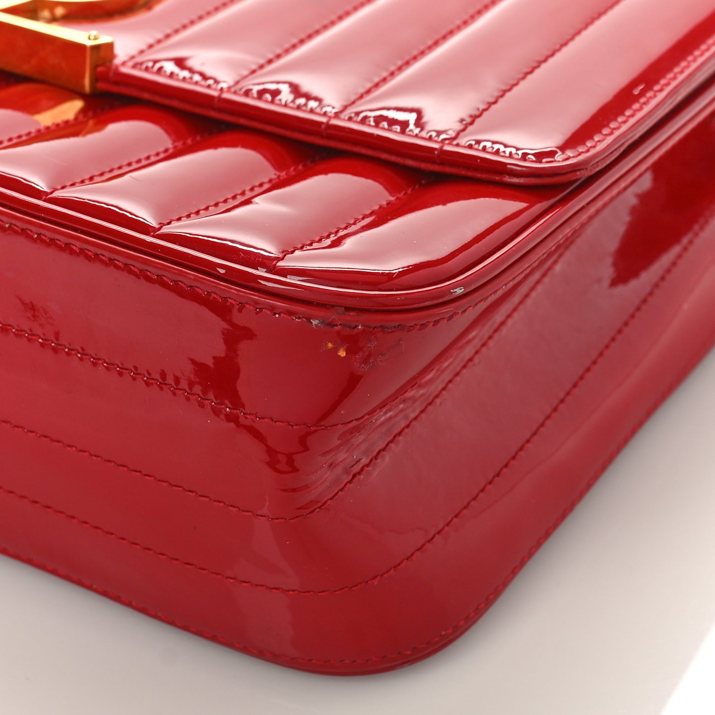 Patent Matelasse Monogram Large Vicky Chain Bag Rouge Eros