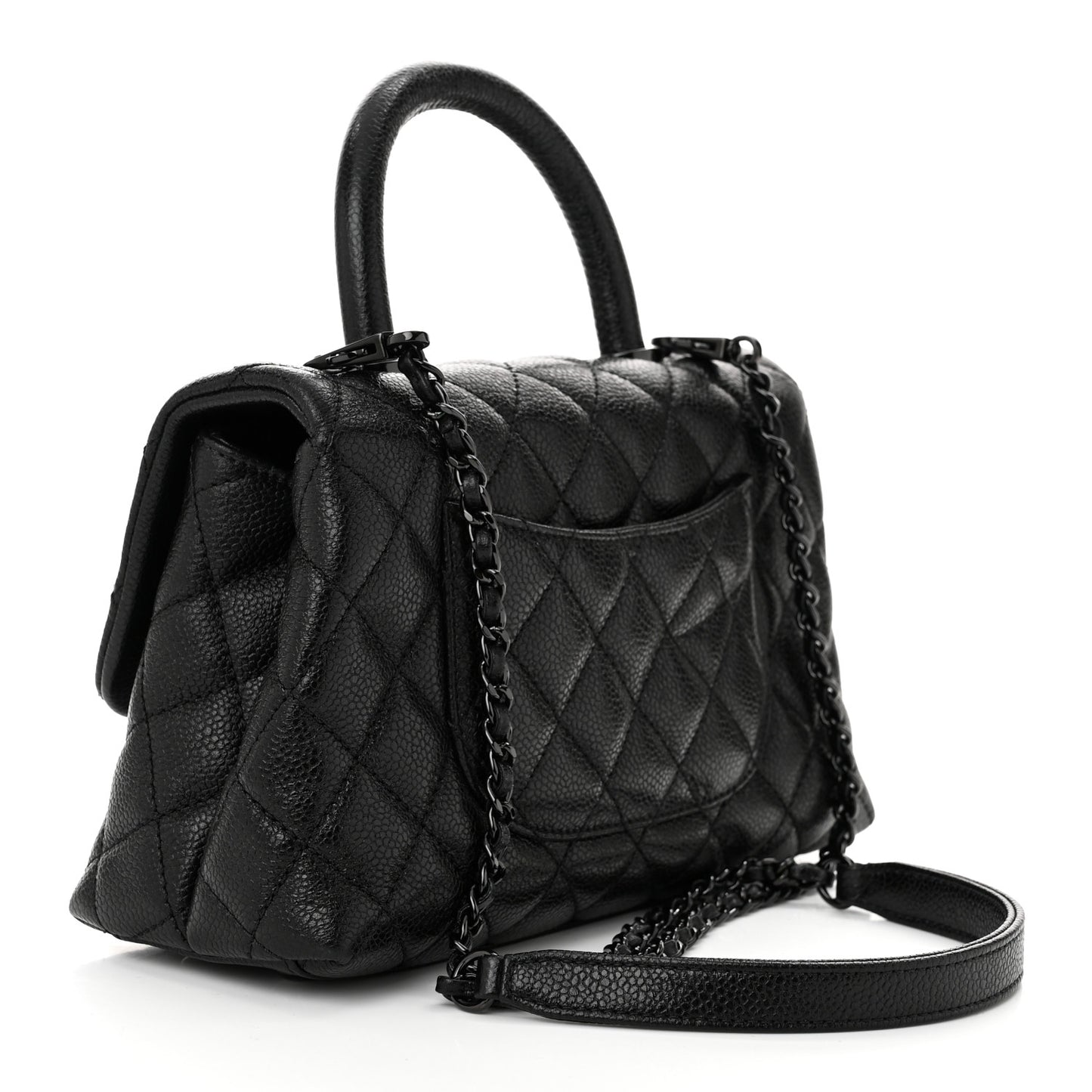 Caviar Quilted Mini Coco Handle Flap So Black
