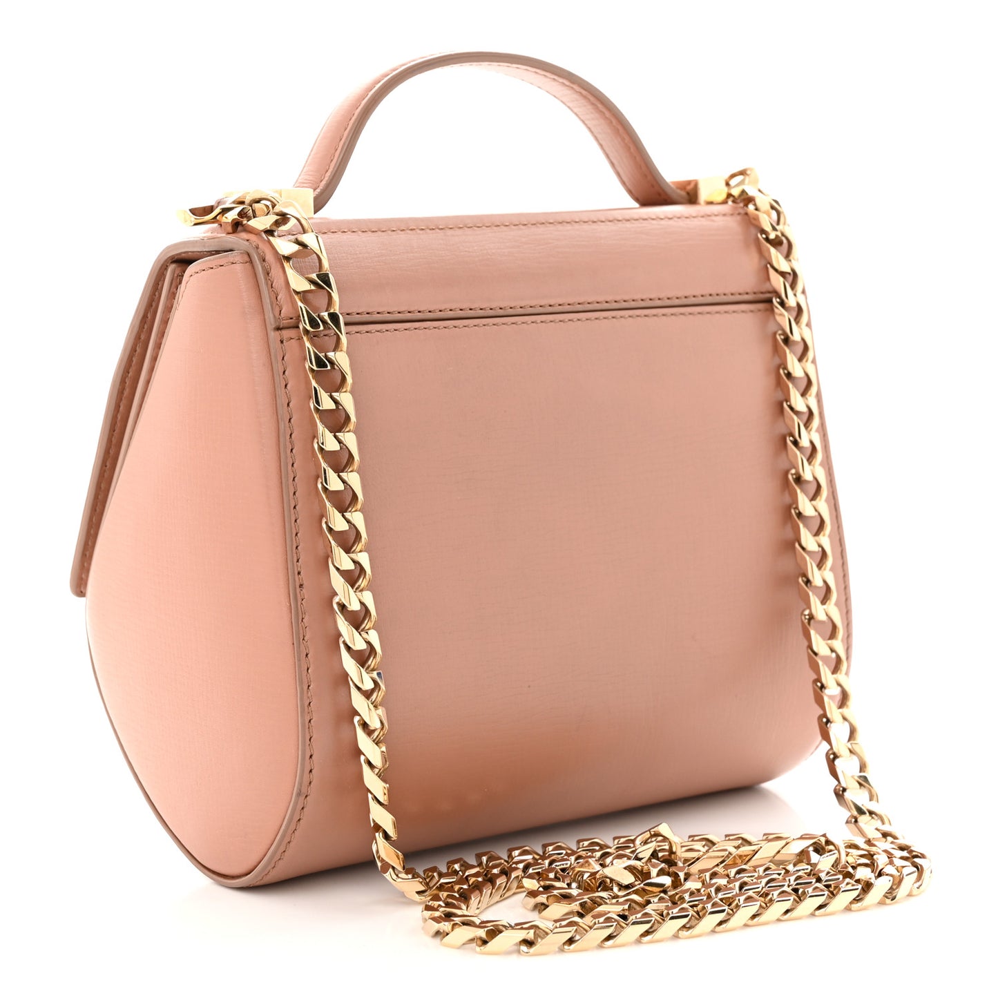 Textured Calfskin Mini Pandora Box Chain Crossbody Bag Old Pink