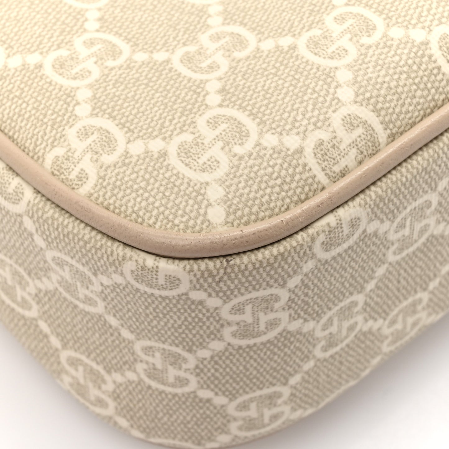GG Supreme Monogram Textured Dollar Calfskin Web Small Ophidia GG Handbag Beige Mystic White Oatmeal
