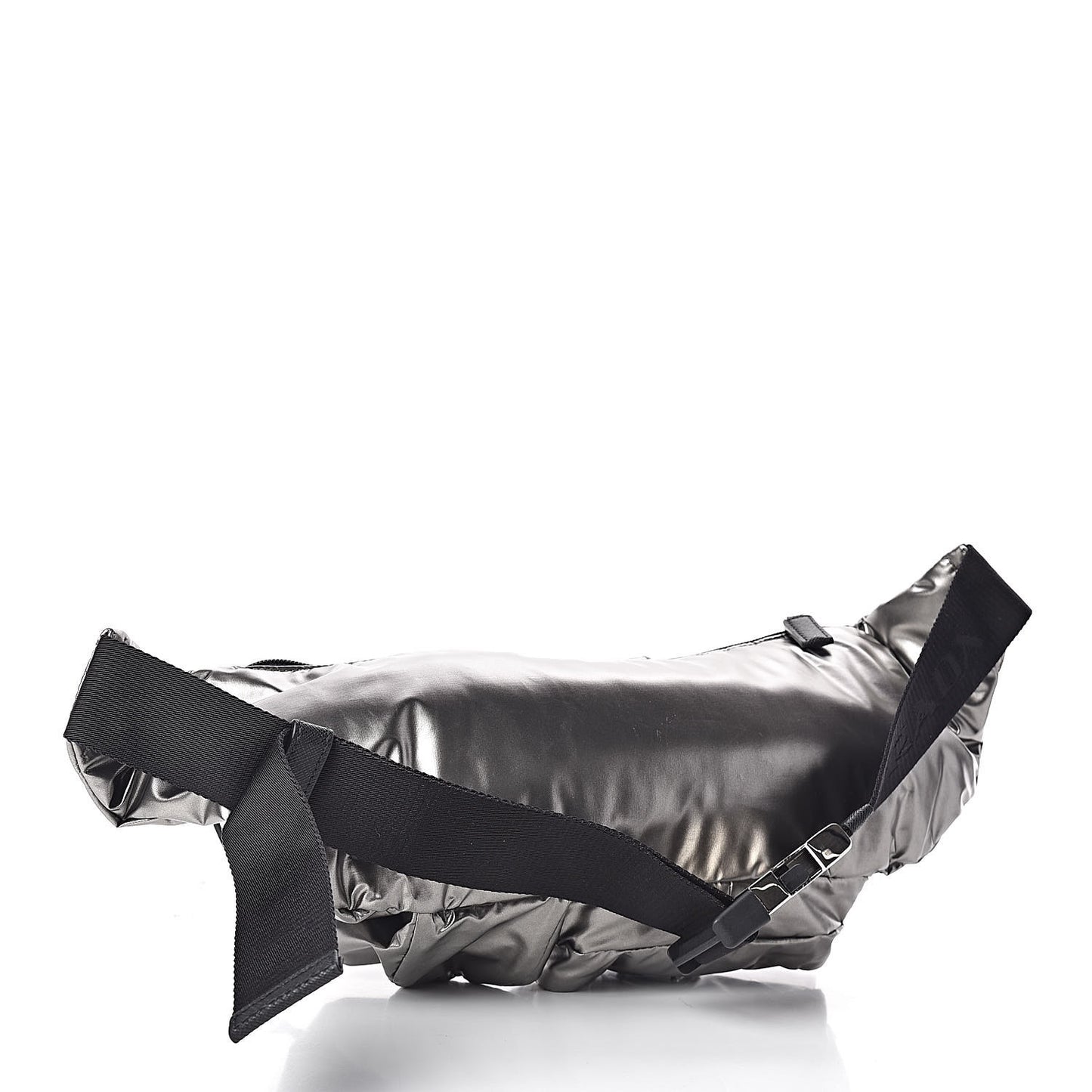 Metallic Tessuto Nylon Metal Triple Pocket Belt Bag Ferro
