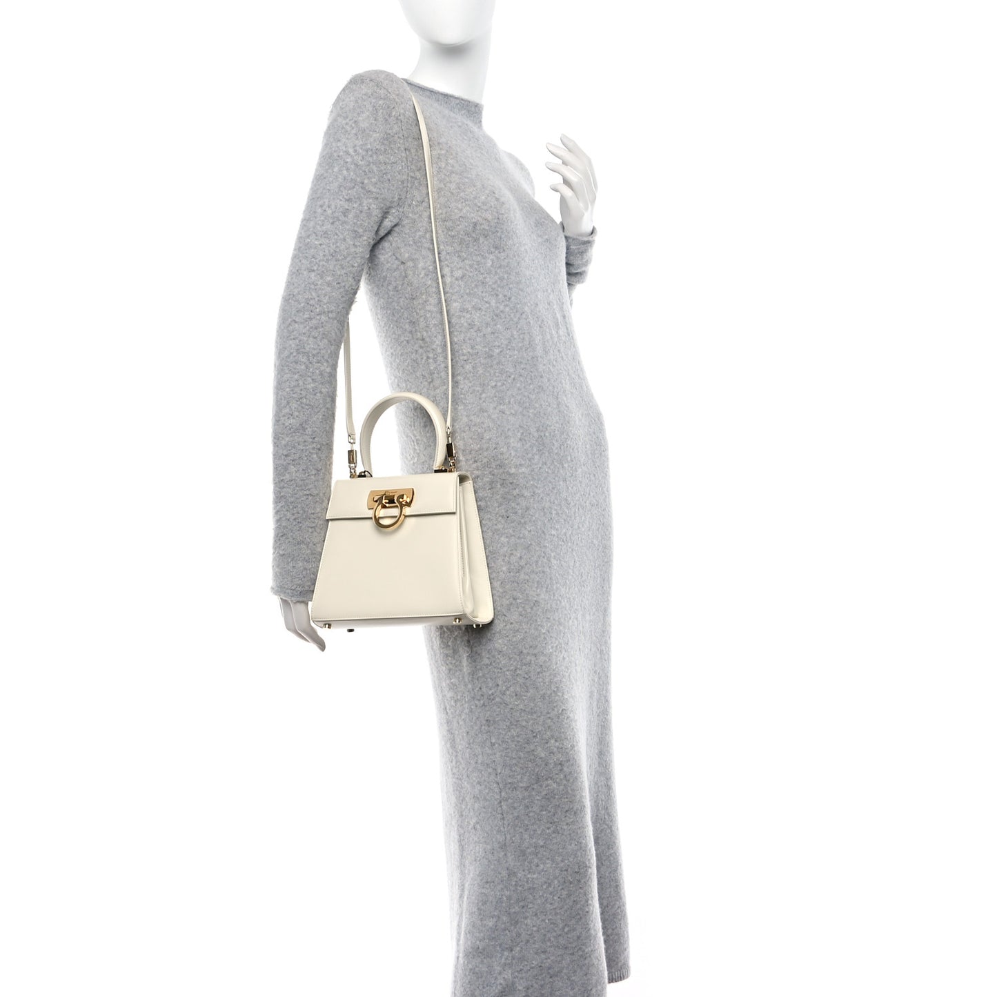 Brushed Off Calfskin Small Iconic Top Handle Bag Magnolia