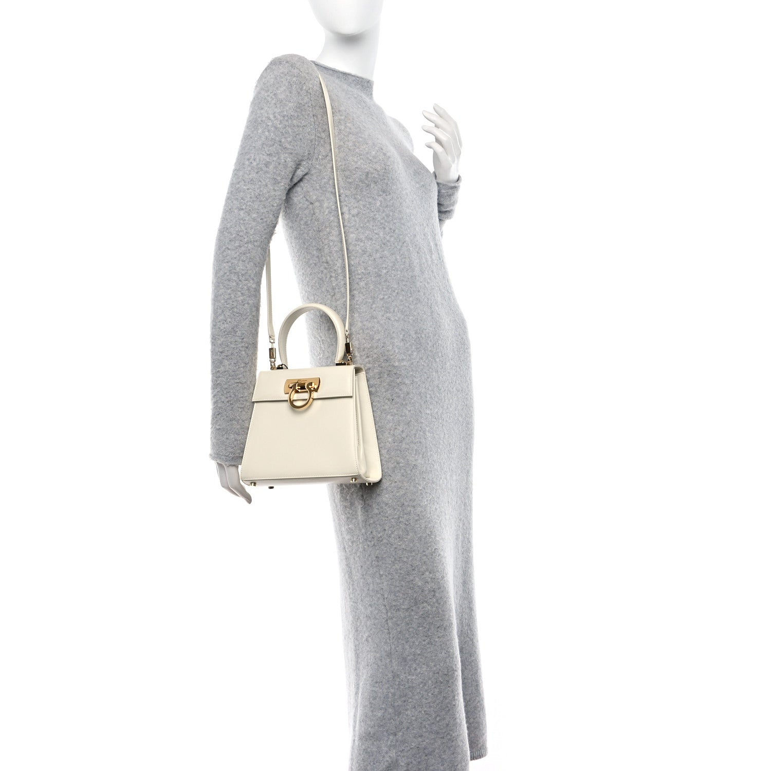 Salvatore Ferragamo Brushed Off Calfskin Small Iconic Top Handle Bag Magnolia 2 of 16