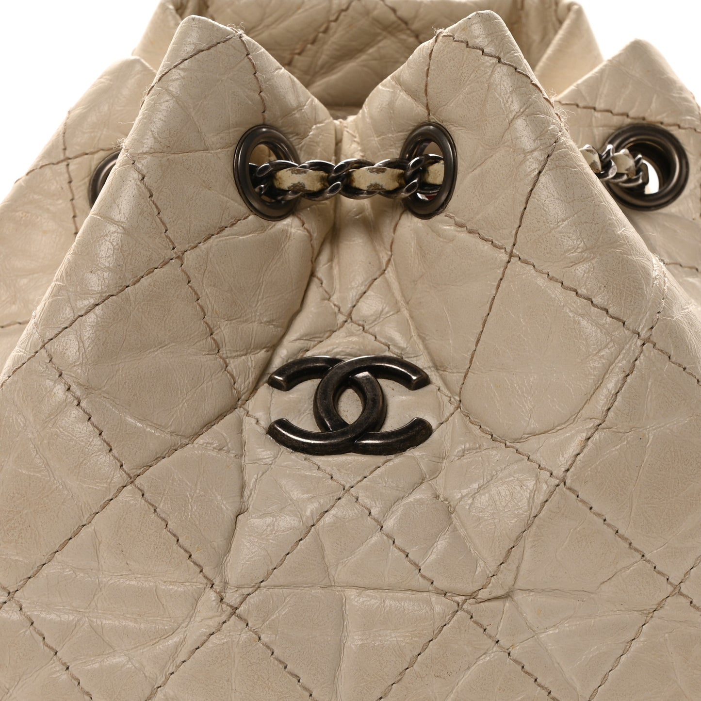 Aged Calfskin Quilted Small Gabrielle Backpack Black White