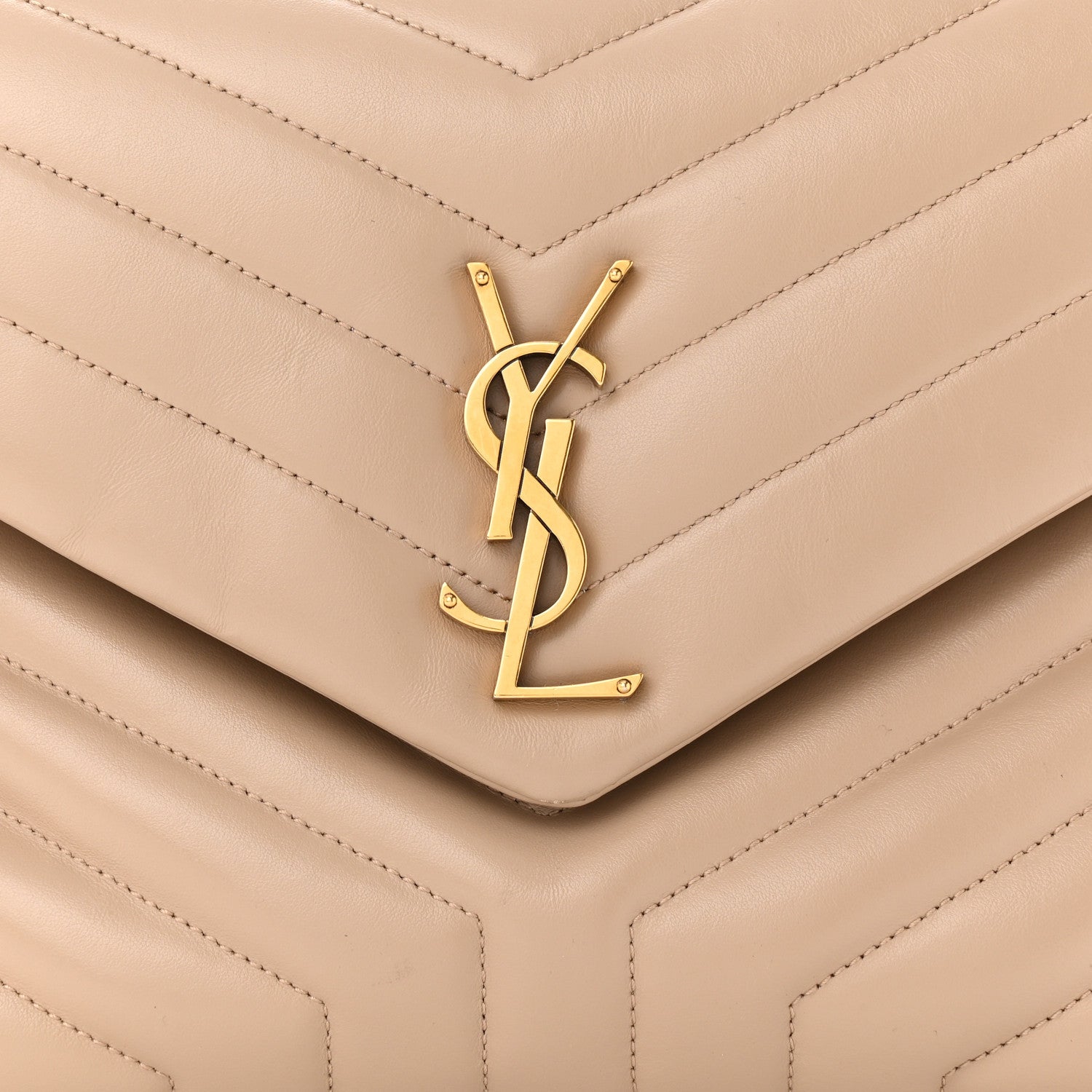 Saint Laurent Calfskin Y Quilted Monogram Medium Loulou Chain Satchel Dark Beige 8 of 12