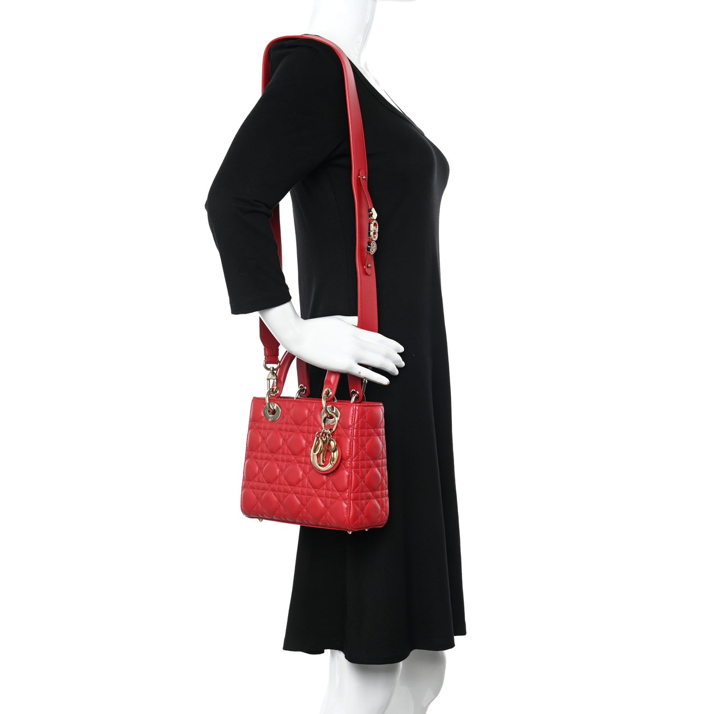 Lambskin Cannage Small My ABCDior Lady Dior Red