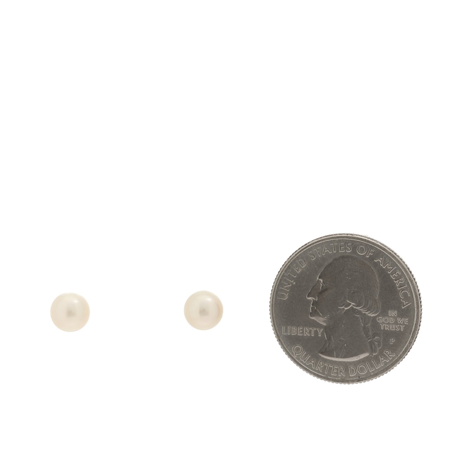 18K White Gold Akoya Cultured Pearl 6-6.5mm Stud Earrings