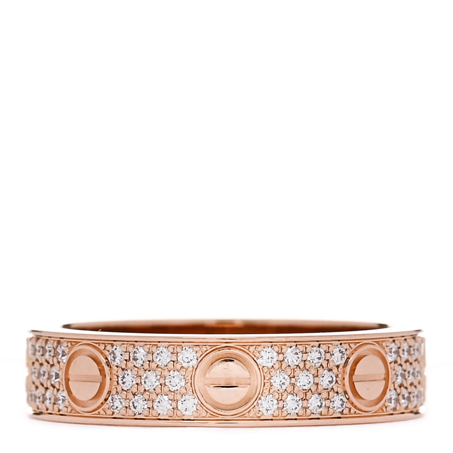 18K Pink Gold Diamond 4mm LOVE Wedding Paved Band Ring 47 4