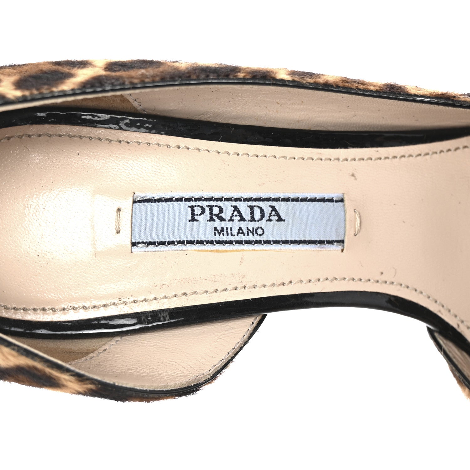 Prada Patent Pony Hair Leopard Print D'Orsay Pumps 35 Black 8 of 8