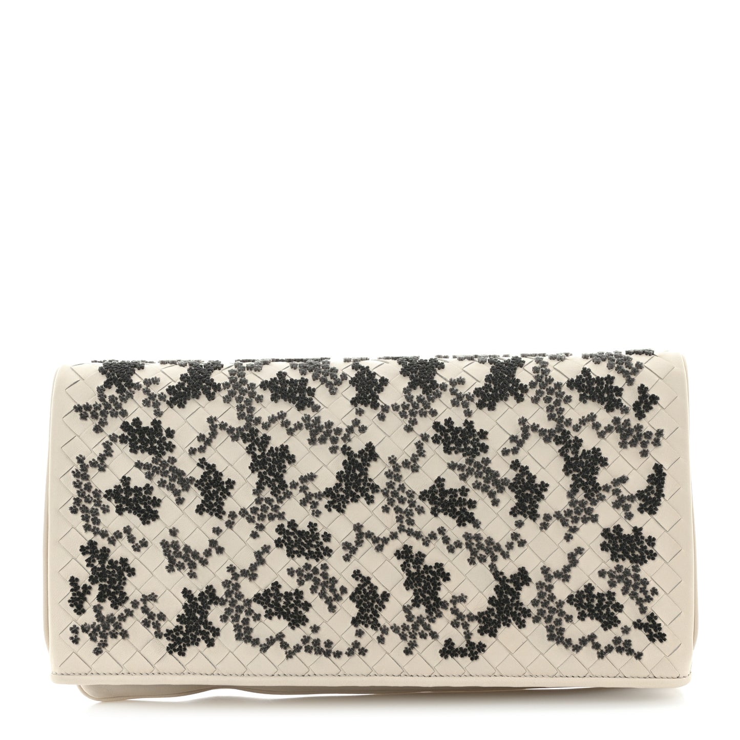 Nappa Intrecciato Embroidered Flap Clutch Mist