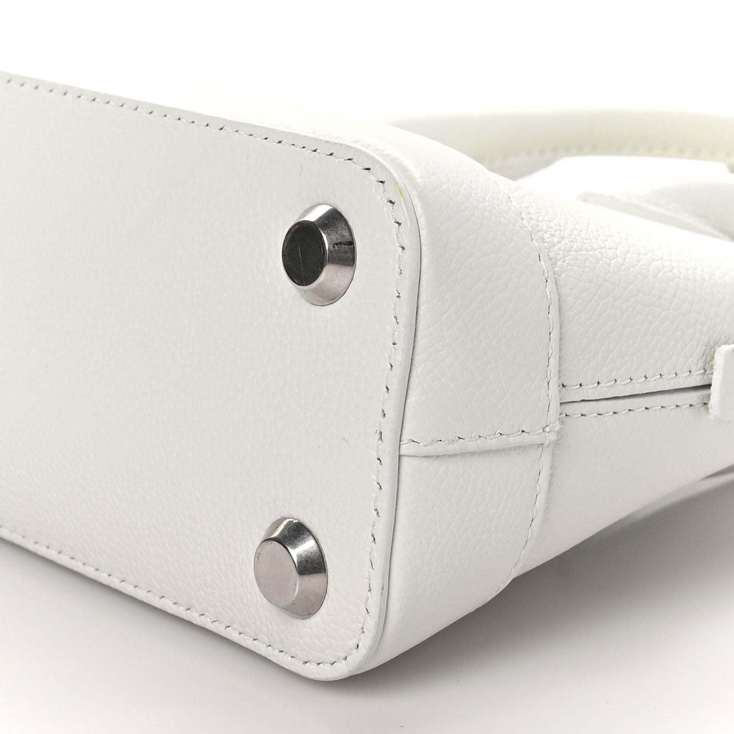 Grained Calfskin Logo XXS Ville Top Handle Bag White Fluo Pink