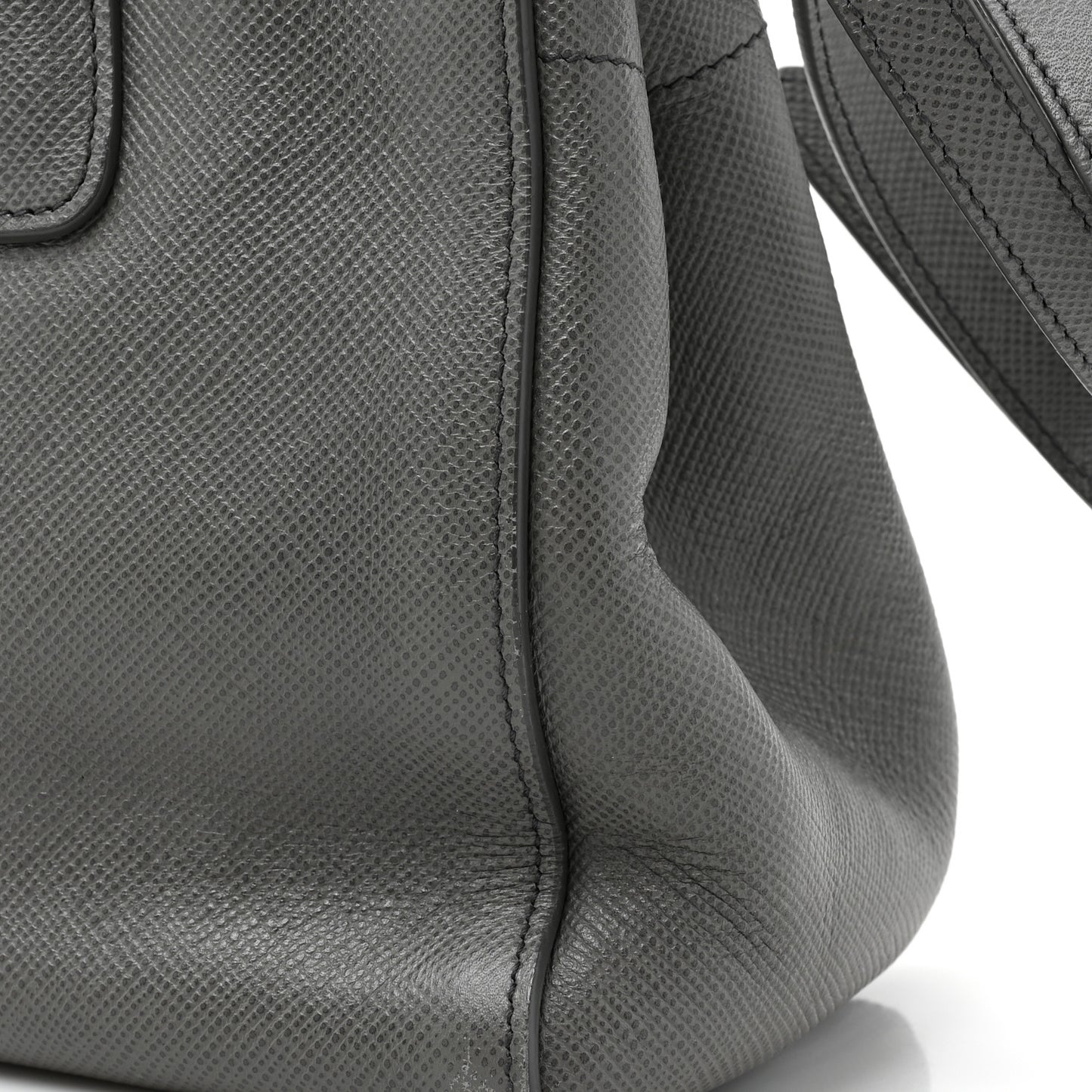 Saffiano Cuir Double Zip Frame Tote Marmo