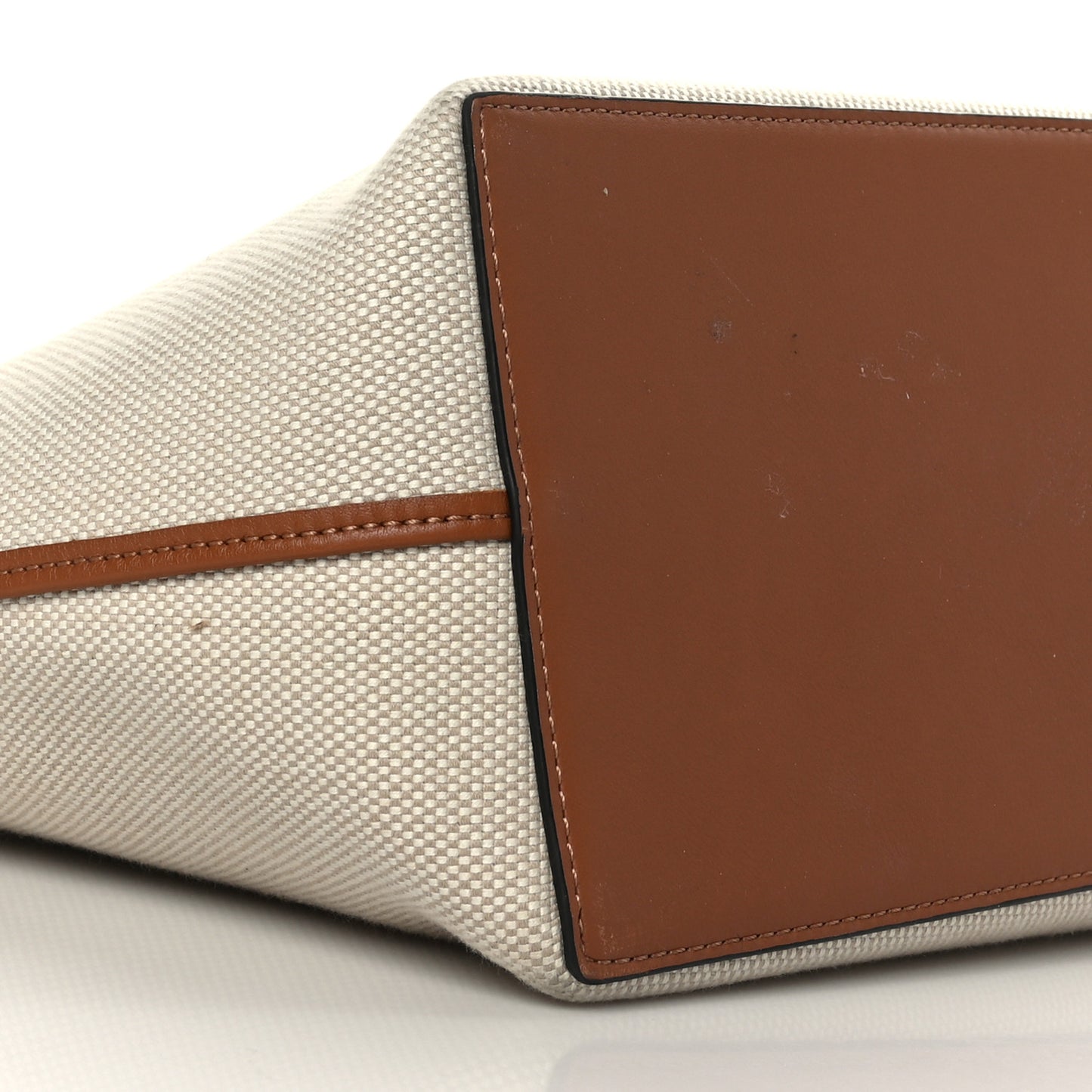 Canvas Calfskin Small Anagram Tote Ecru Tan