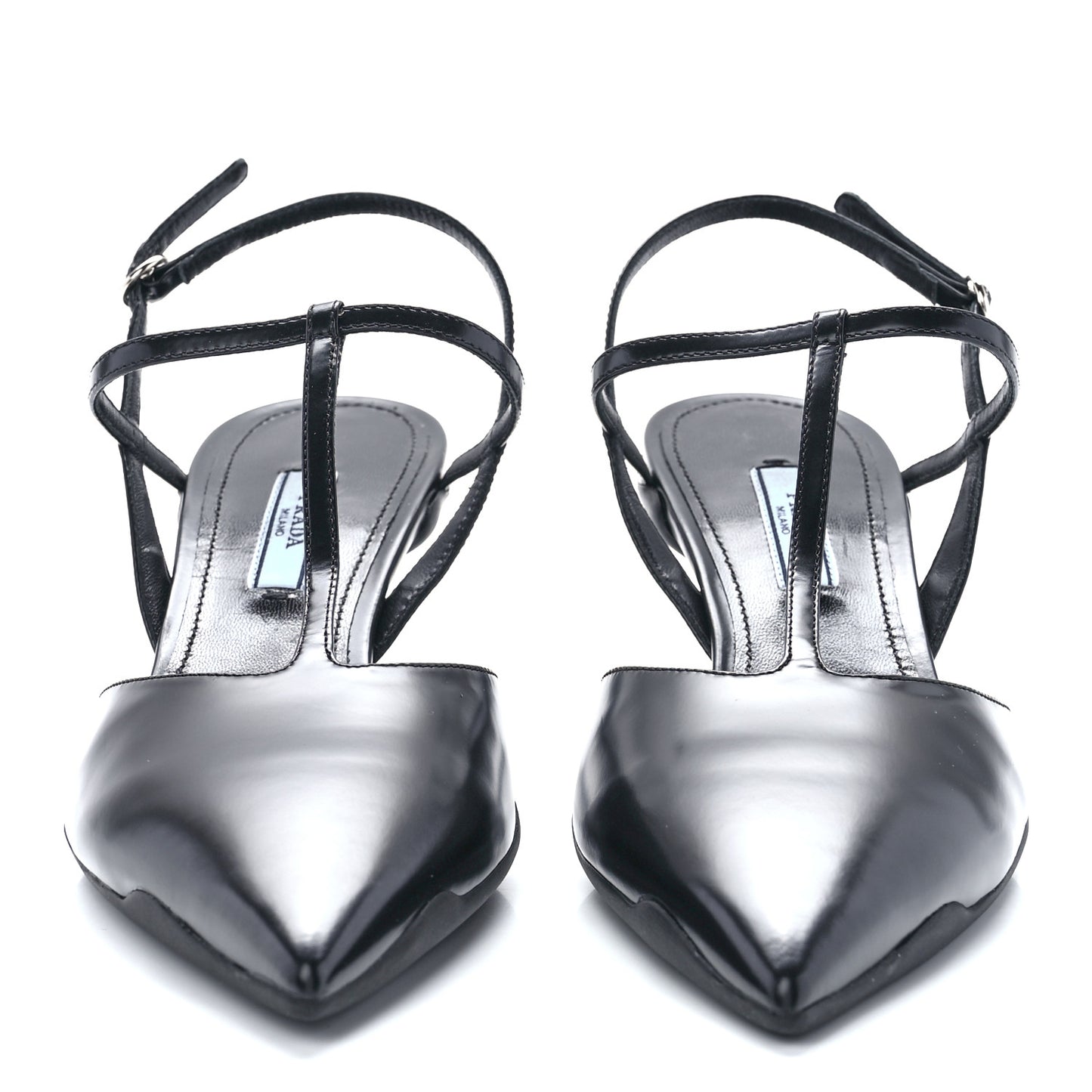 Spazzolato Pointed Toe T-Strap 55mm Slingback Pumps 37.5 Black