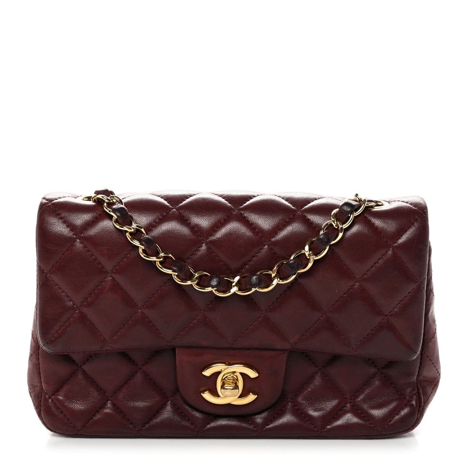 Chanel Lambskin Quilted Mini Rectangular Flap Burgundy 1862644