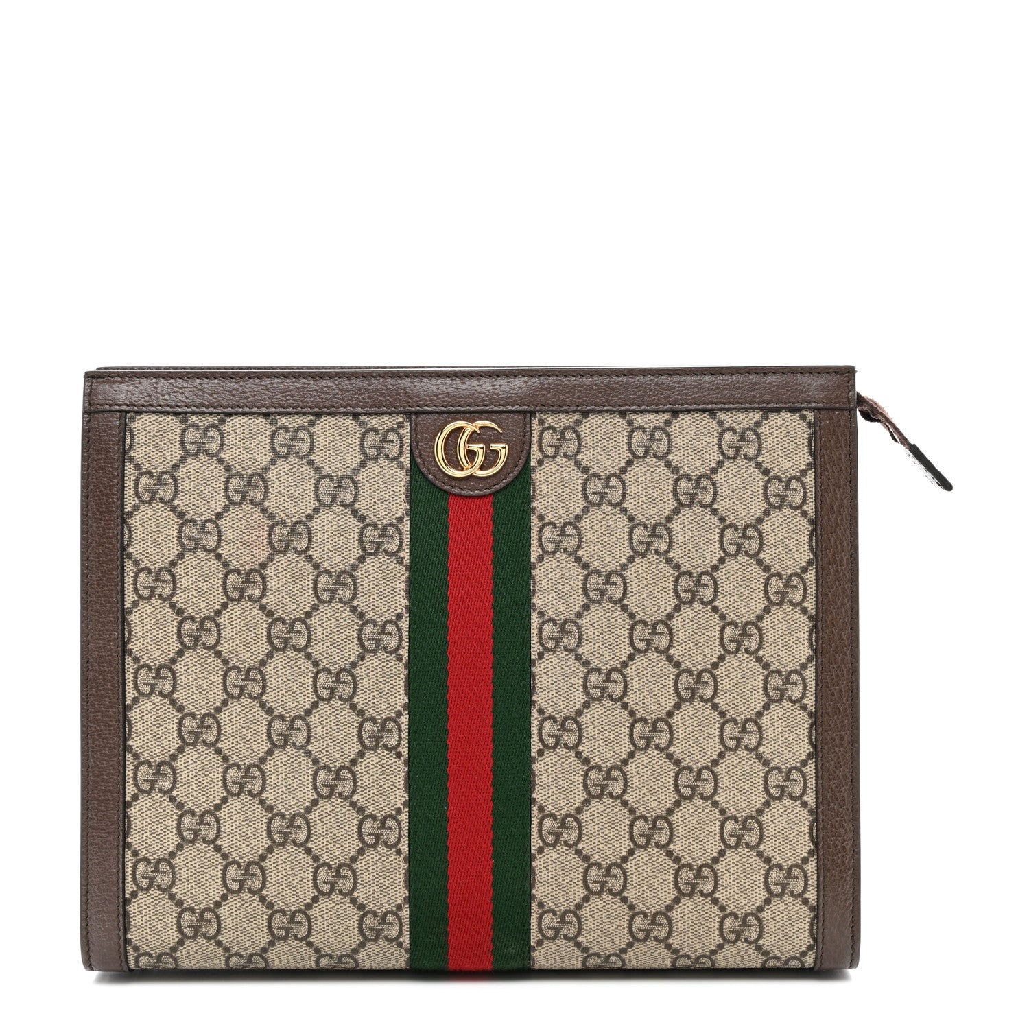 Gucci GG Supreme Monogram Web Ophidia Pouch Brown 1 of 9