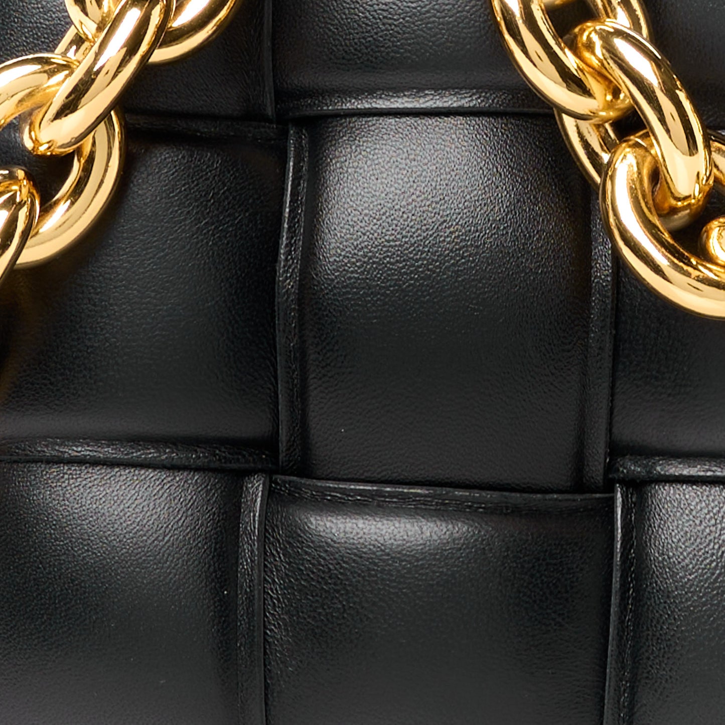 Lambskin Maxi Intreccio Padded Chain Cassette Crossbody Bag Black