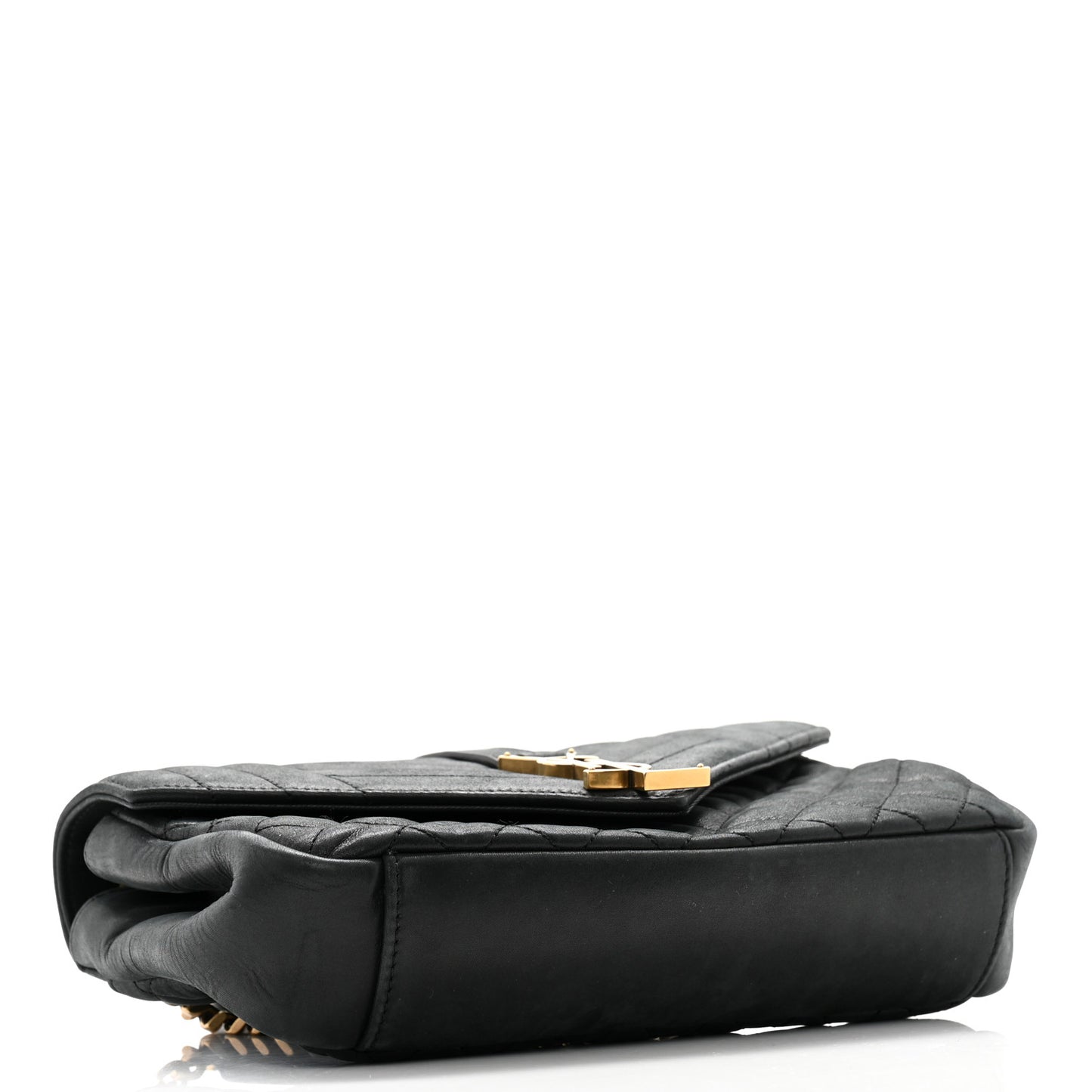 Calfskin Mixed Matelasse Triquilt Small Monogram Satchel Black