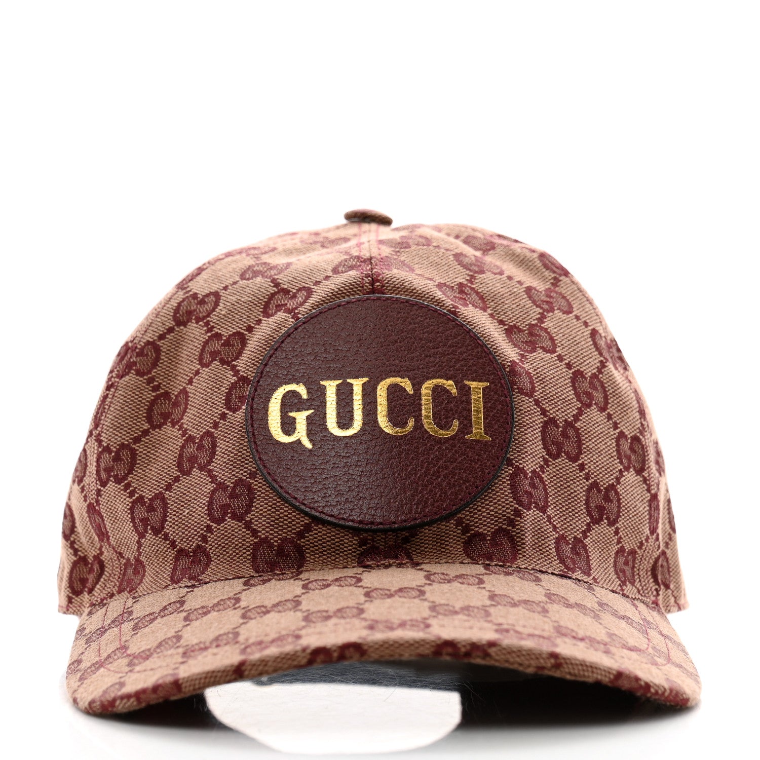 Gucci Monogram Textured Dollar Calfskin Zeno Baseball Hat L Camel Bordeaux 3 of 10